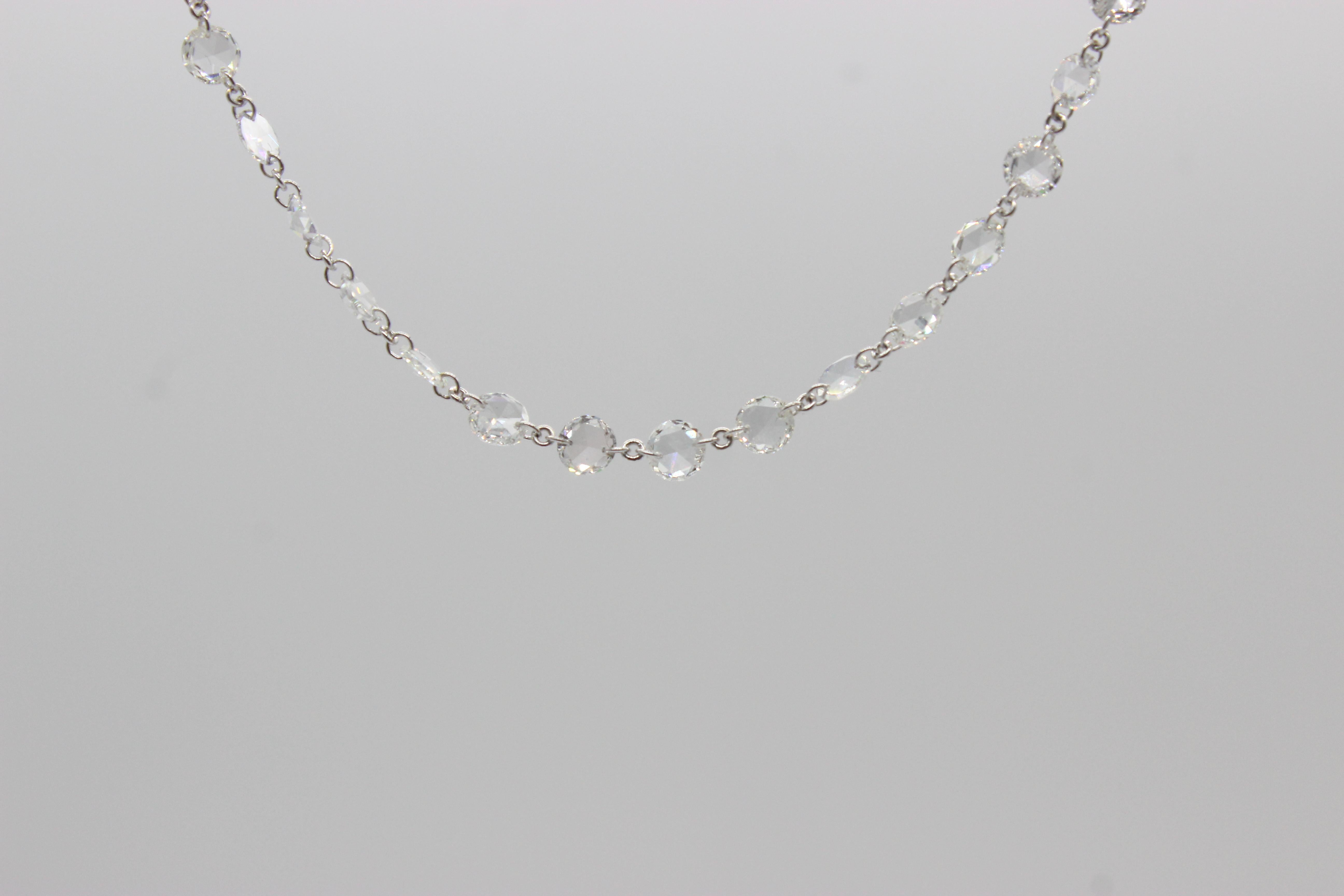 Modern PANIM 4.51 Carat Diamond Rosecut 18 Karat White Gold Necklace For Sale