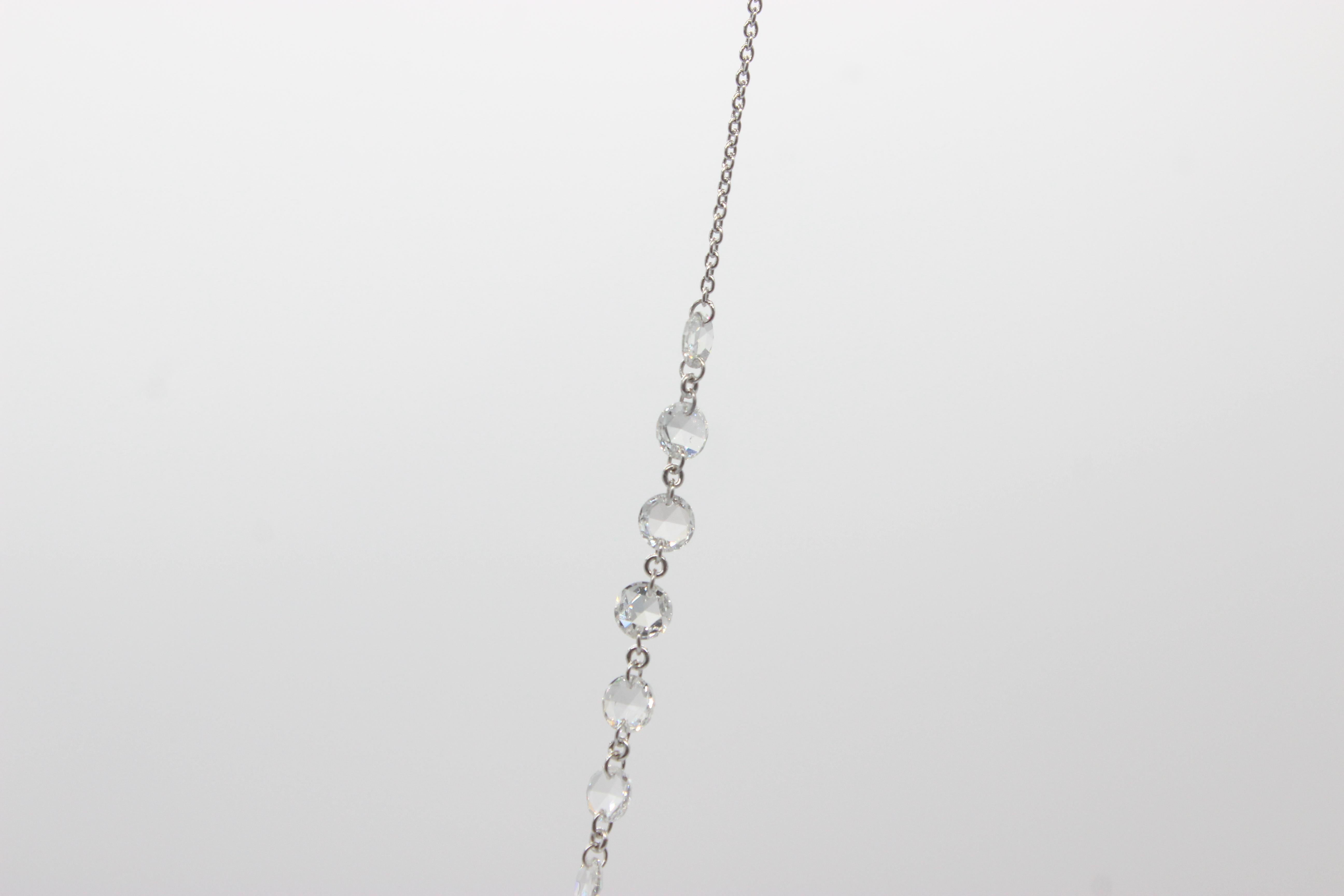 PANIM 4.51 Carat Diamond Rosecut 18 Karat White Gold Necklace In New Condition For Sale In Tsim Sha Tsui, Hong Kong
