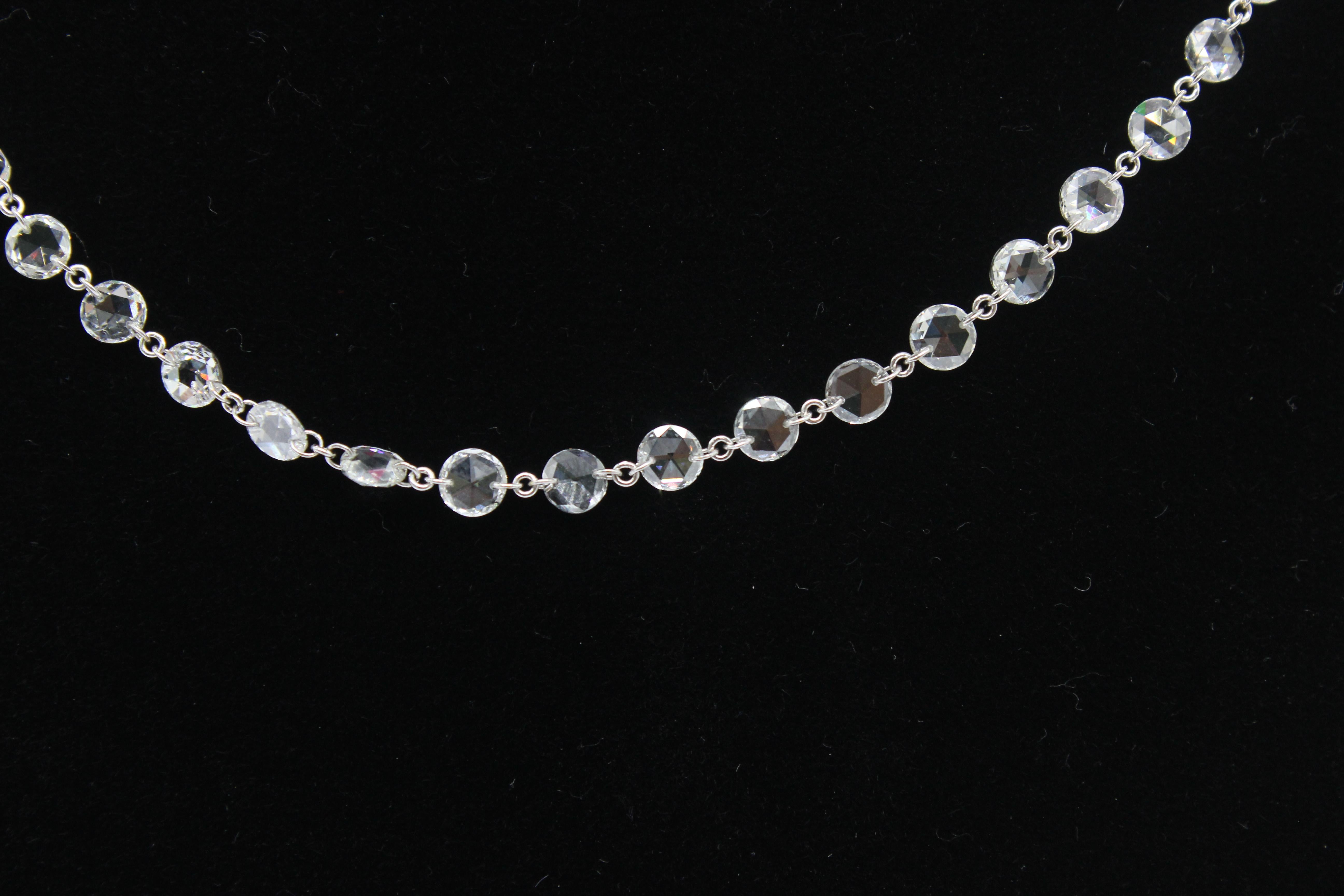 PANIM 4.51 Carat Diamond Rosecut 18 Karat White Gold Necklace For Sale 2