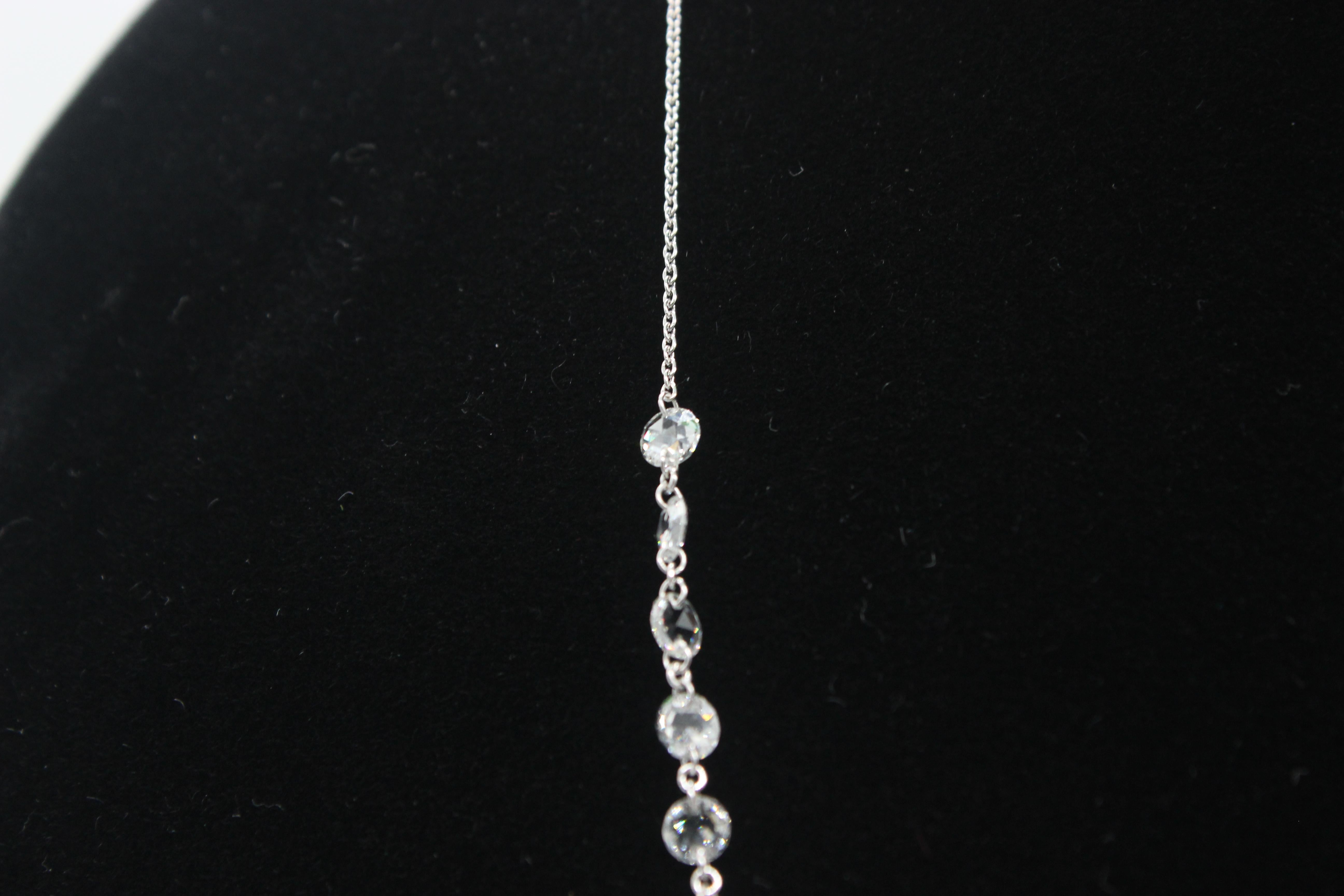 PANIM 4.51 Carat Diamond Rosecut 18 Karat White Gold Necklace For Sale 3