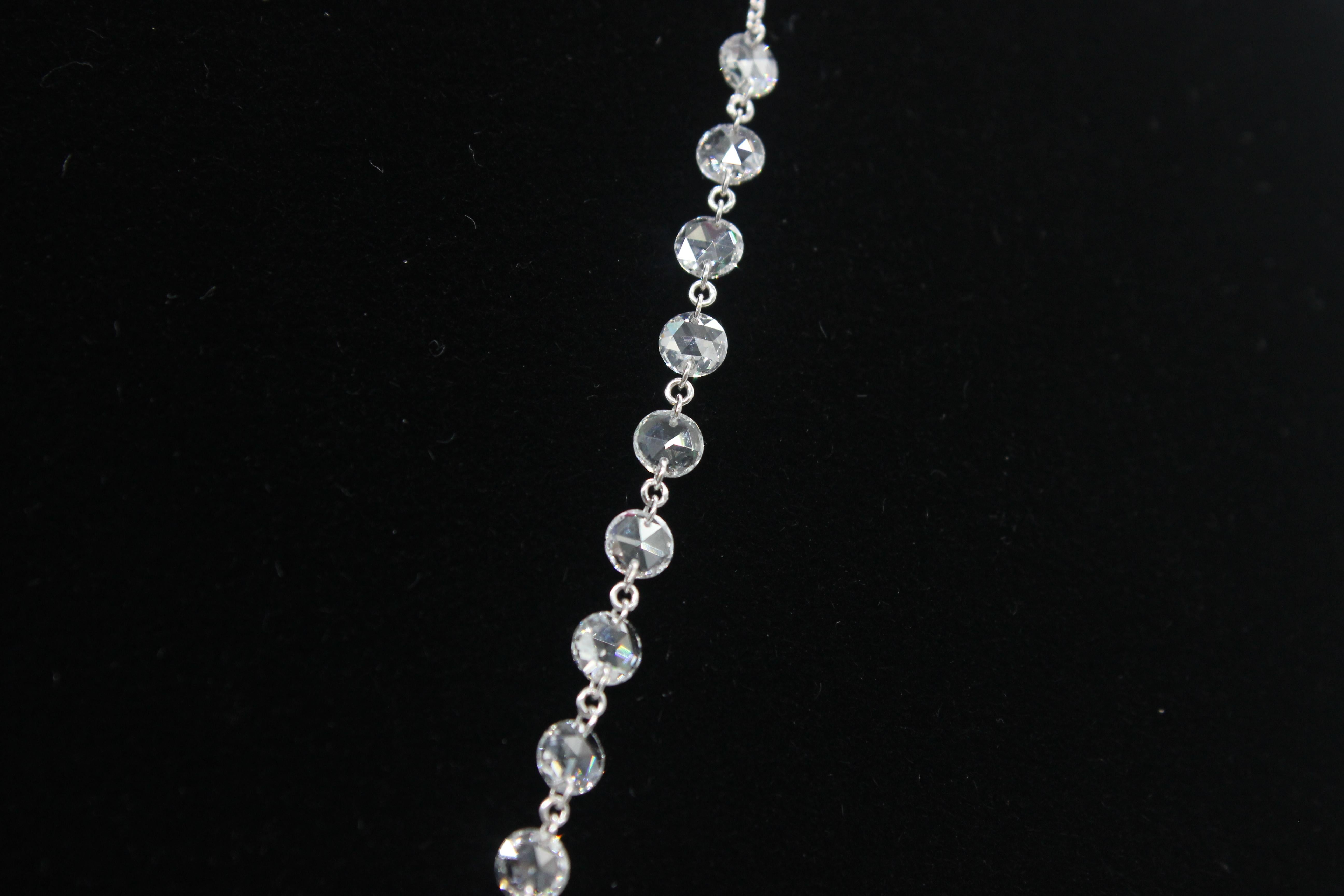 PANIM 4.51 Carat Diamond Rosecut 18 Karat White Gold Necklace For Sale 4