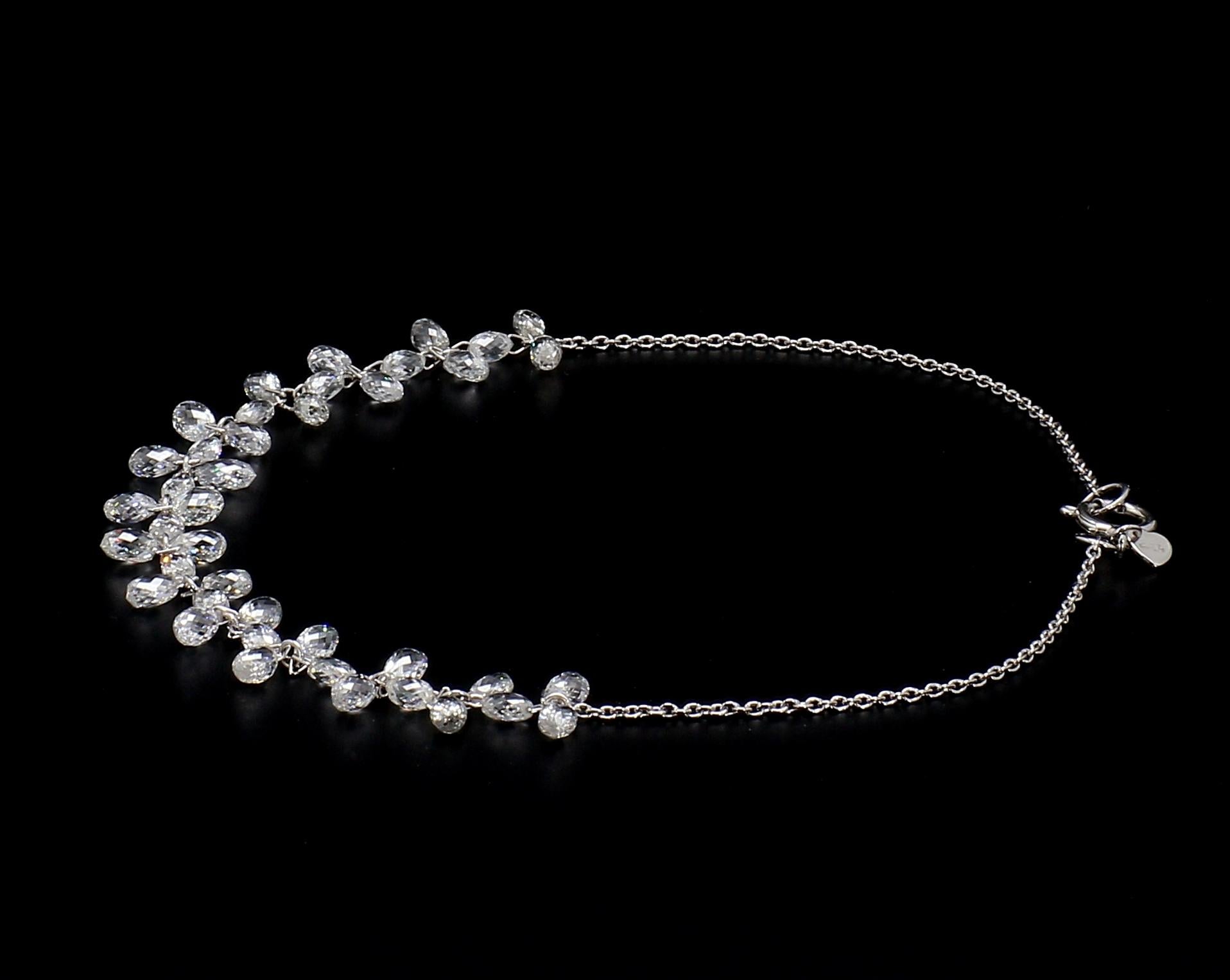 Modern Panim 4.64 Carats 18k White Gold Diamond Briolette Floral Bracelet For Sale