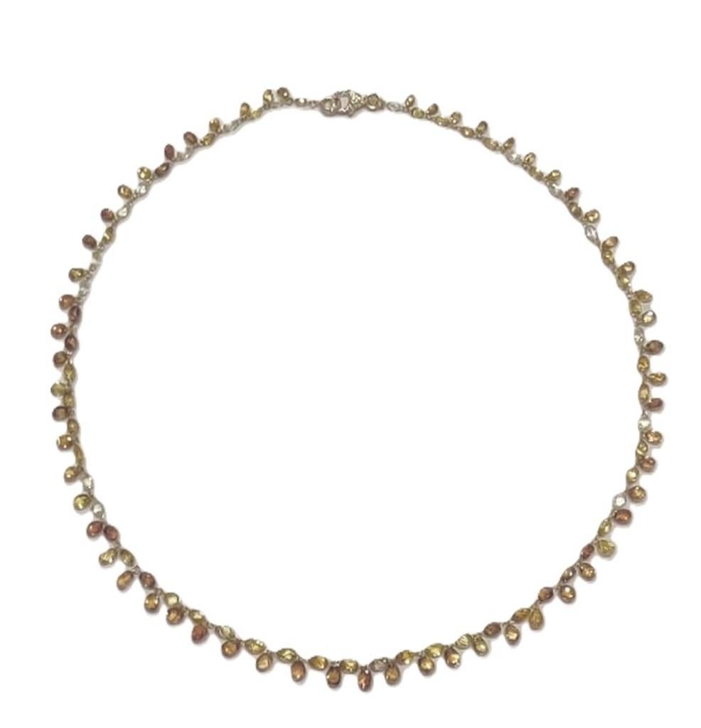 PANIM Collier à maillons ras du cou à fleurs en diamants naturels de couleur fantaisie de 48,01 carats Pour femmes en vente