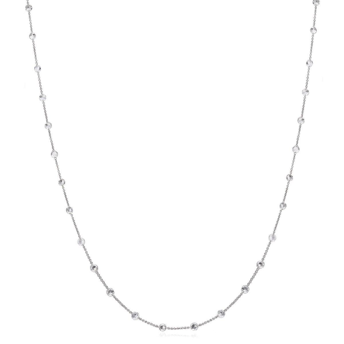 Modern PANIM 4.90 Carats Diamond Rosecut 18k White Gold Choker Necklace For Sale