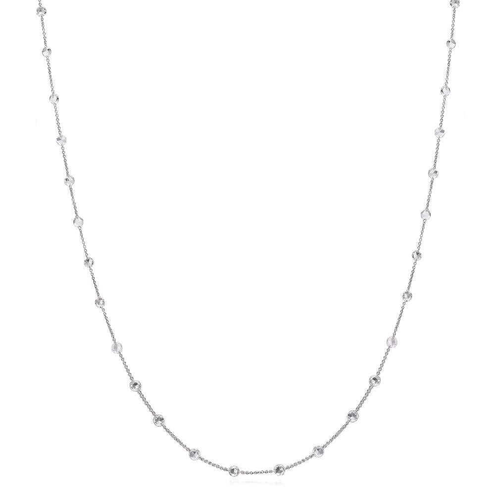 Rose Cut PANIM 4.90 Carats Diamond Rosecut 18k White Gold Choker Necklace For Sale