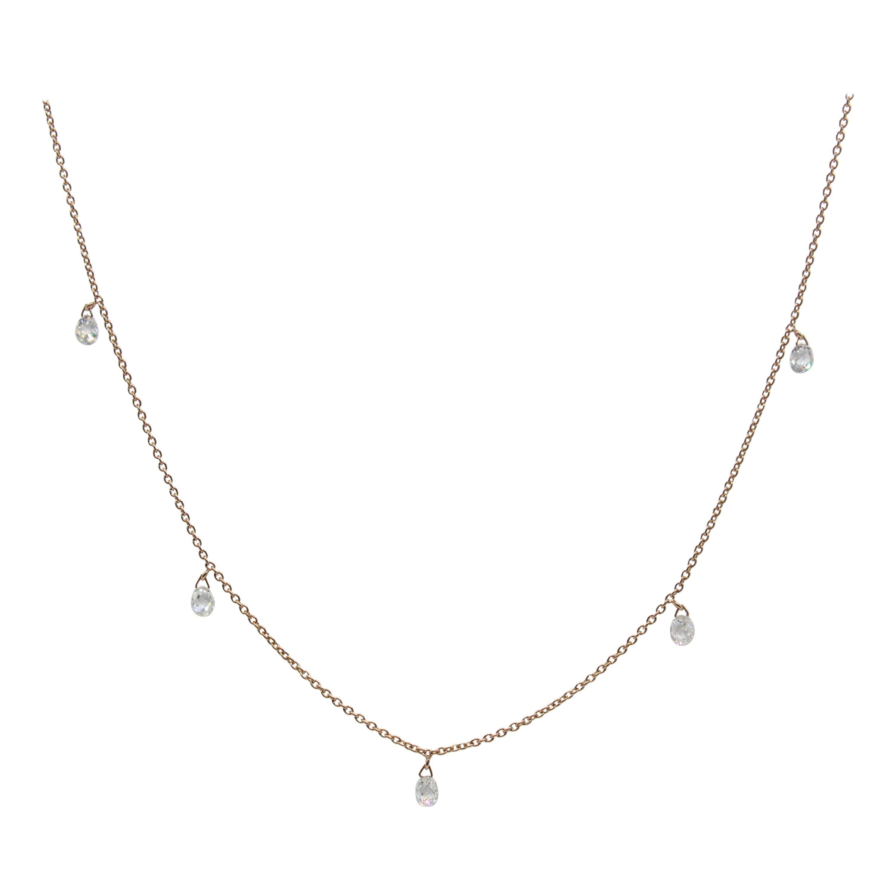 PANIM 5 Briolette di diamanti danzanti in oro rosa 18 carati Collana Mille Etoiles
