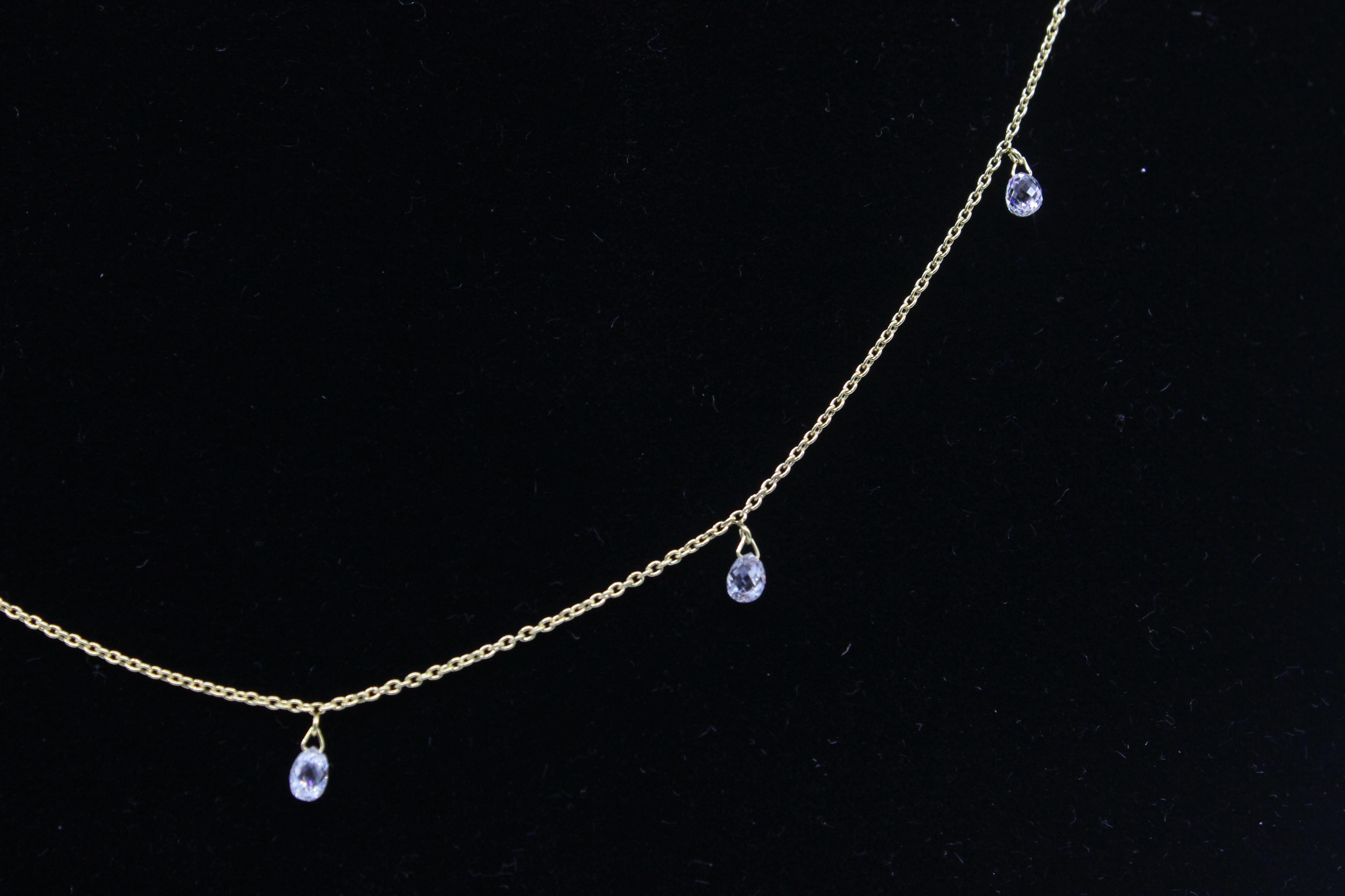 PANIM 5 Dancing Diamond Briolettes 18K Yellow Gold Mille Etoiles Necklace For Sale 5