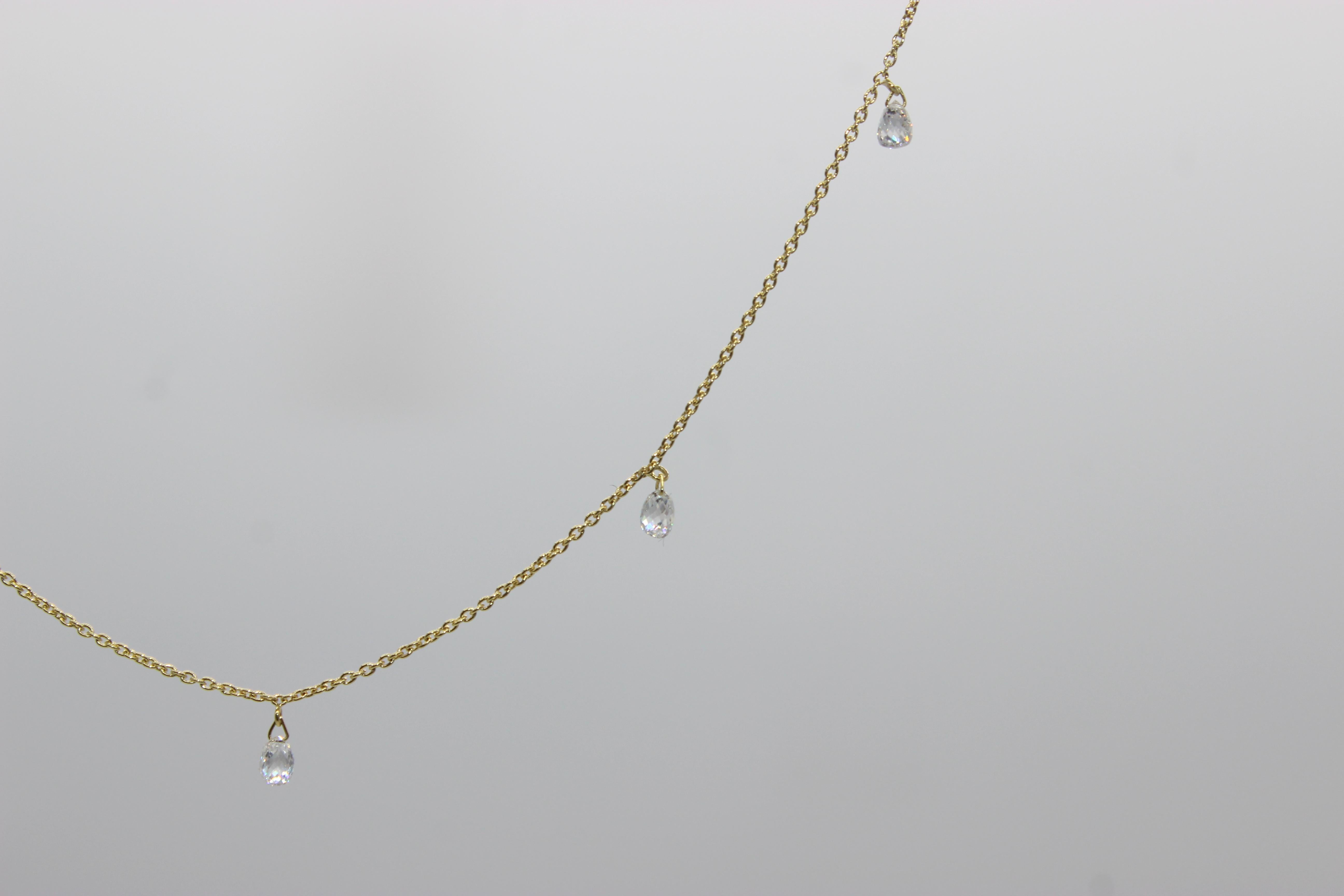 Modern PANIM 5 Dancing Diamond Briolettes 18K Yellow Gold Mille Etoiles Necklace For Sale