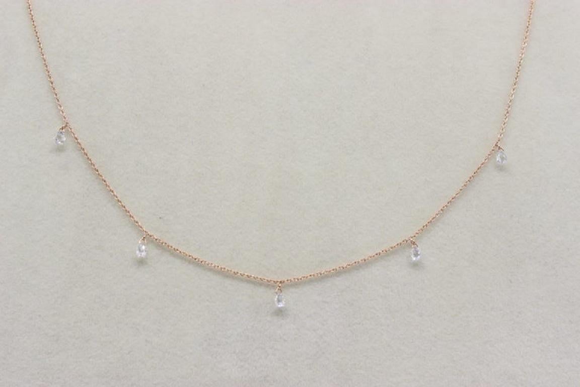PANIM 5 Dancing Diamond Briolettes 18K Yellow Gold Mille Etoiles Necklace In New Condition For Sale In Tsim Sha Tsui, Hong Kong