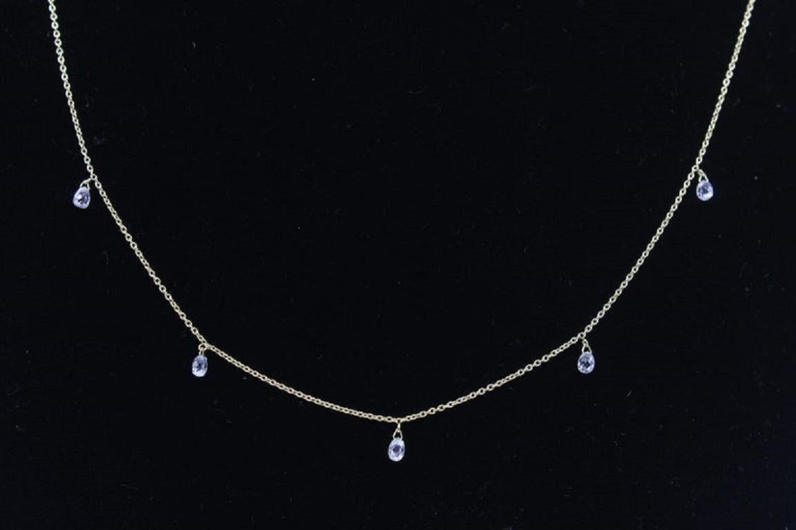 Women's PANIM 5 Dancing Diamond Briolettes 18K Yellow Gold Mille Etoiles Necklace For Sale