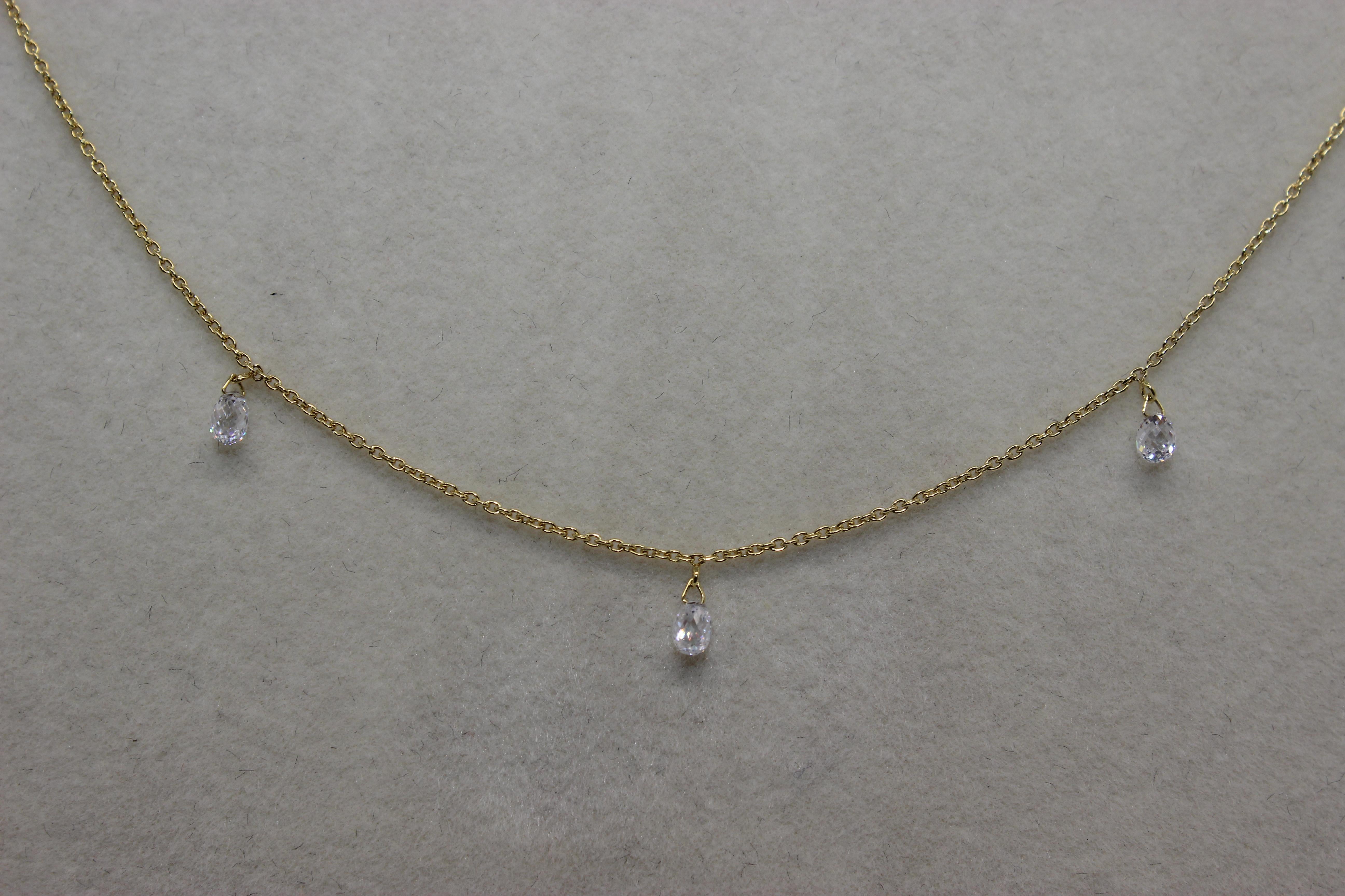 PANIM 5 Dancing Diamond Briolettes 18K Yellow Gold Mille Etoiles Necklace In New Condition For Sale In Tsim Sha Tsui, Hong Kong
