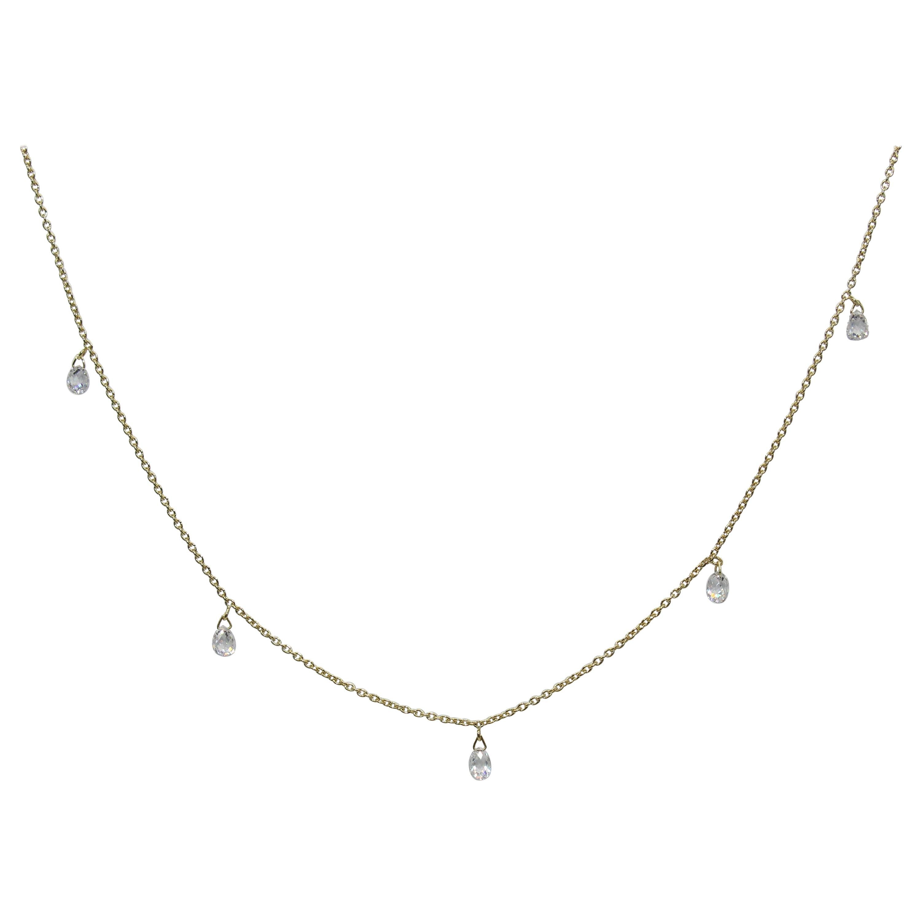 PANIM 5 Briolette di diamanti danzanti in oro giallo 18K Collana Mille Etoiles