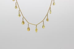 PANIM 5.30 Carat Fancy Color Diamond Briolette 18 Karat Yellow Gold Necklace