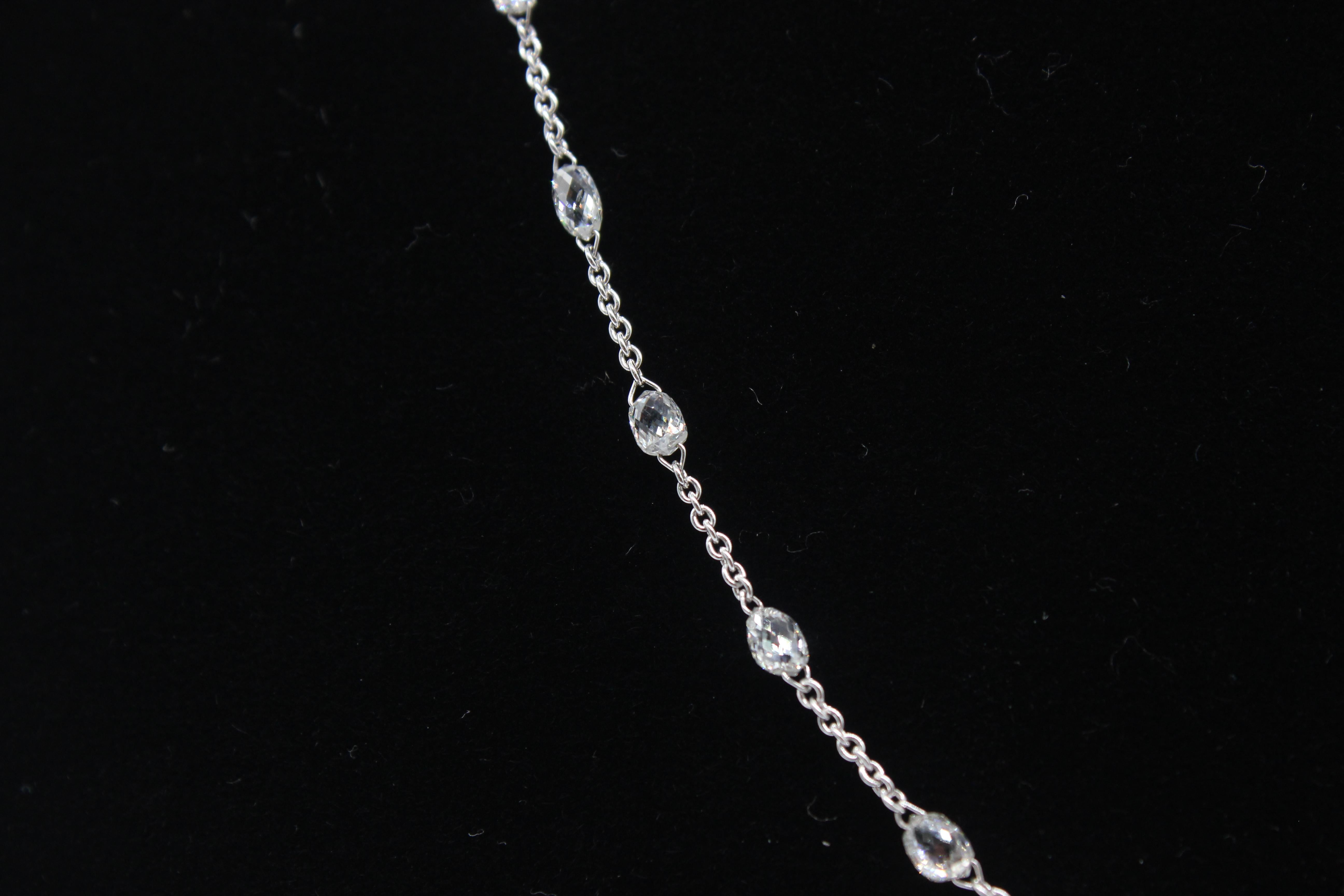 Women's or Men's Panim 5.72 Carats Briolette Diamonds 18k White Gold Necklace For Sale