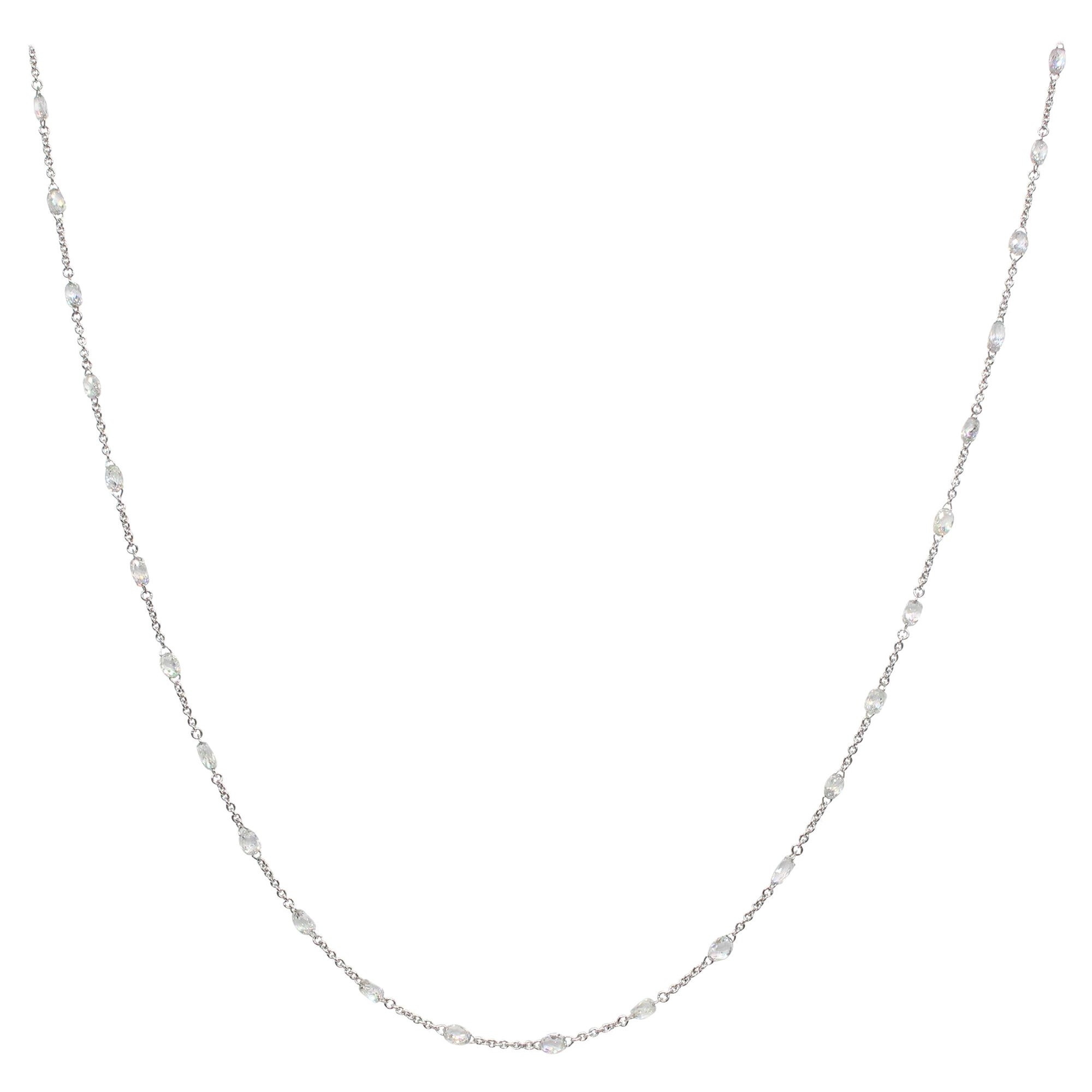 PANIM Halskette aus 18 Karat Weißgold mit 5,71 Karat Diamanten im Briolette-Schliff