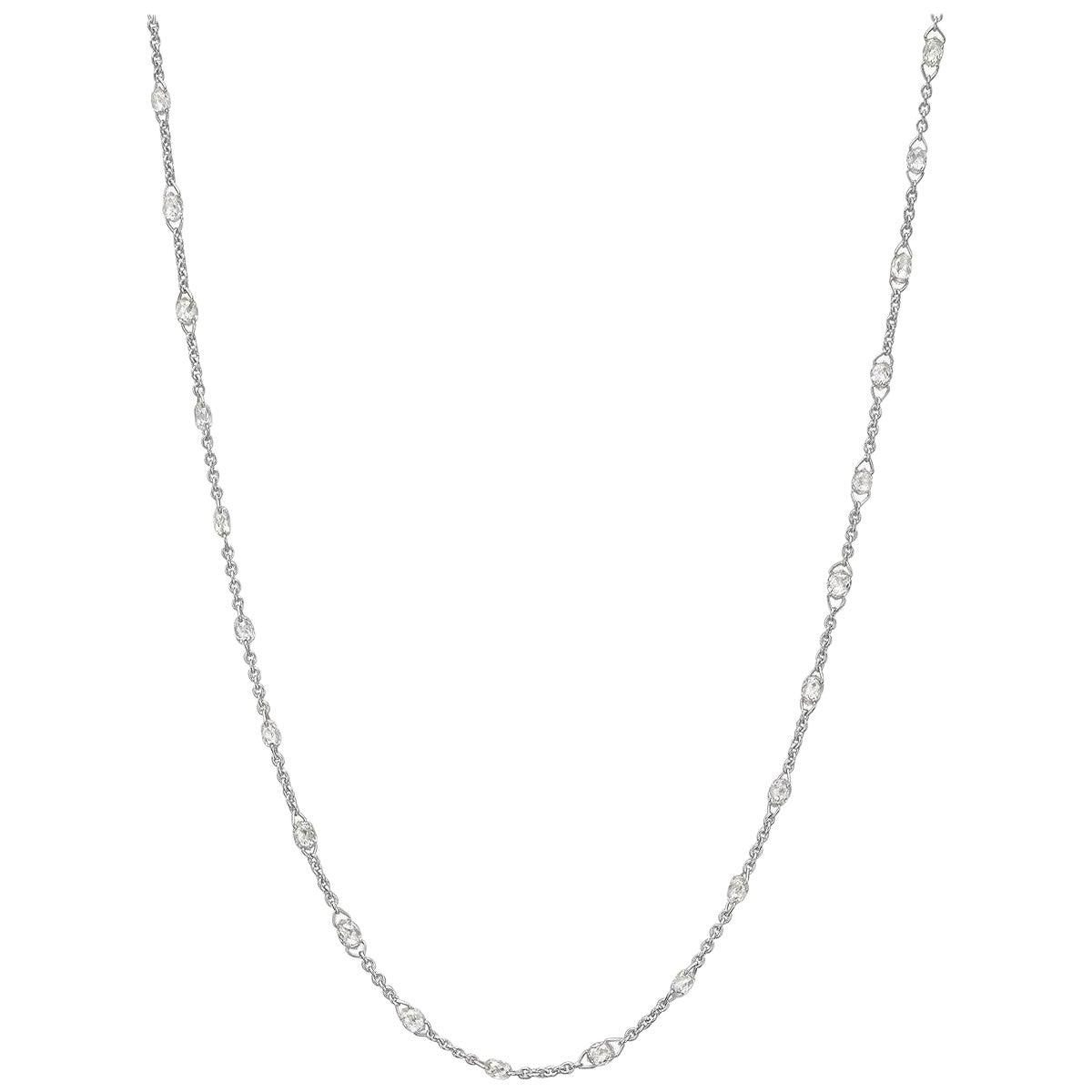 PANIM 5,72 Carati Diamante Briolette A Link Collana in oro bianco 18K