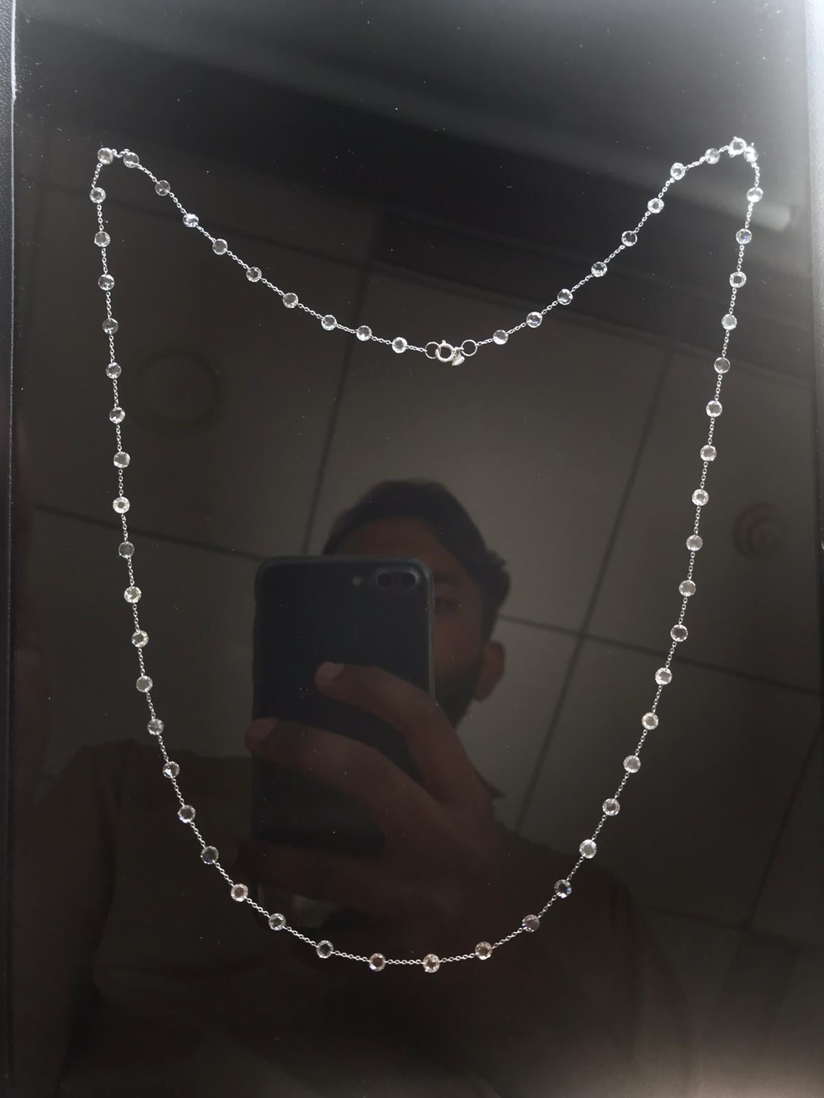 Rose Cut PANIM 6.14 Carats Diamond Rosecut 18k White Gold Necklace For Sale
