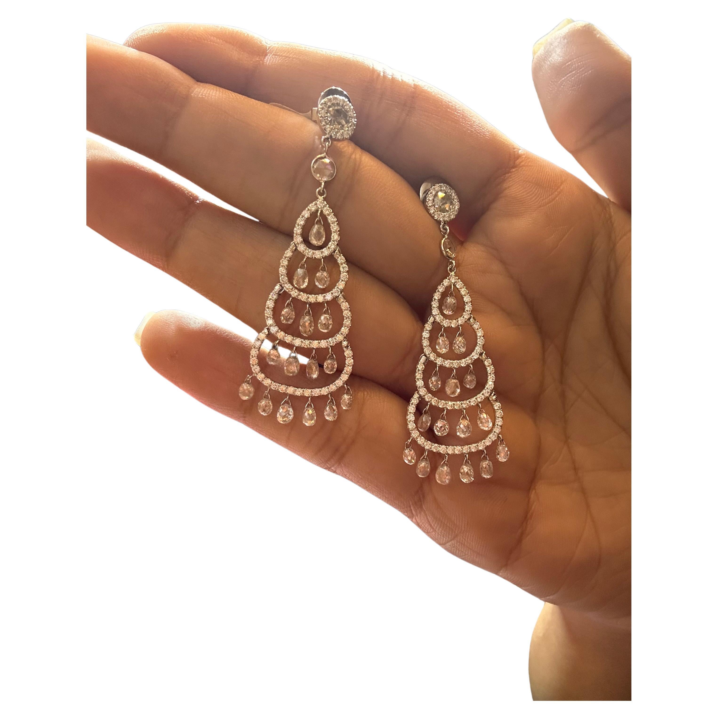 PANIM 6.24 Carat Christmas Tree 18K White Gold Diamond Earrings For Sale