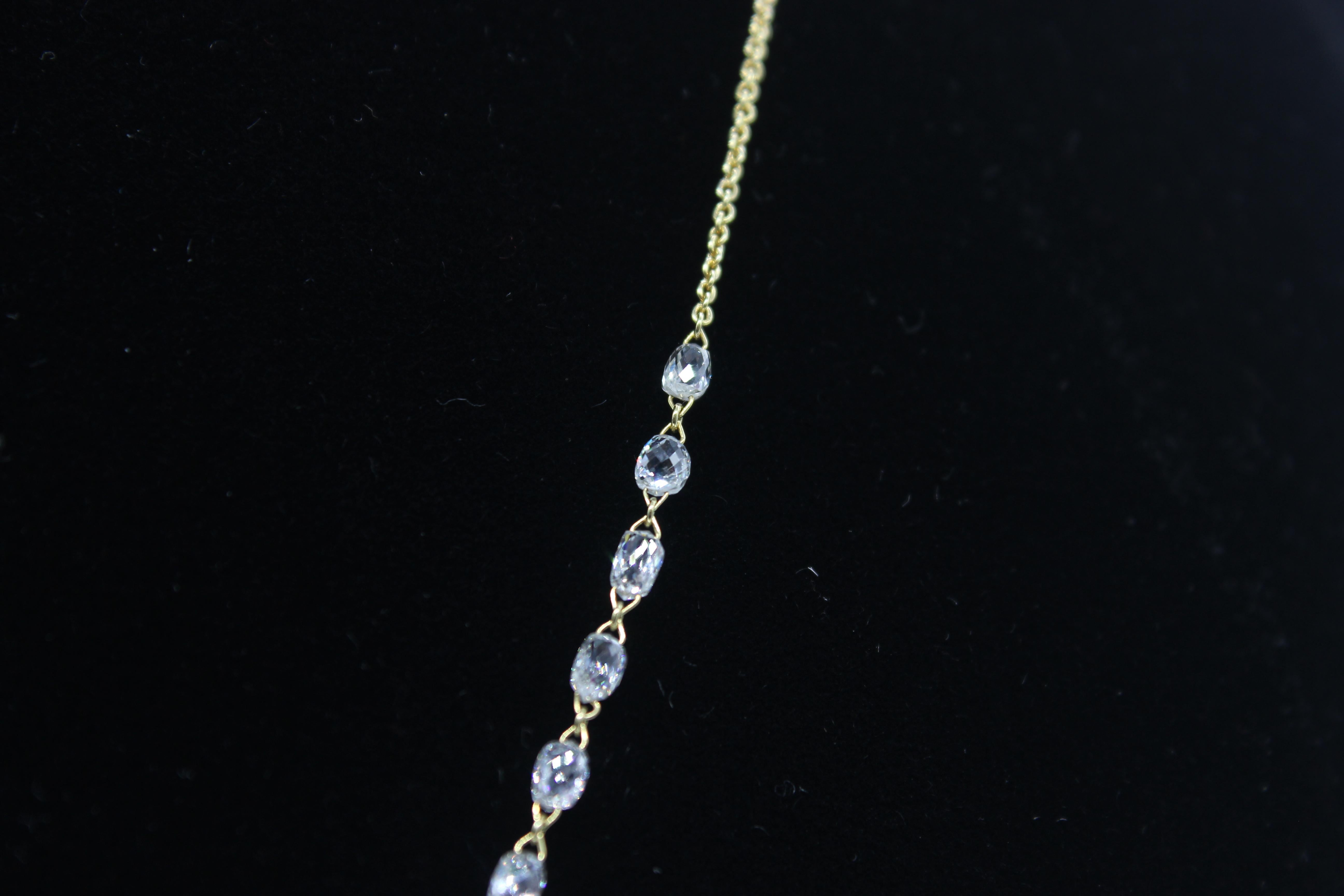 PANIM 6.79 Carat Diamond Briolette 18 Karat Yellow Gold Choker Necklace For Sale 1