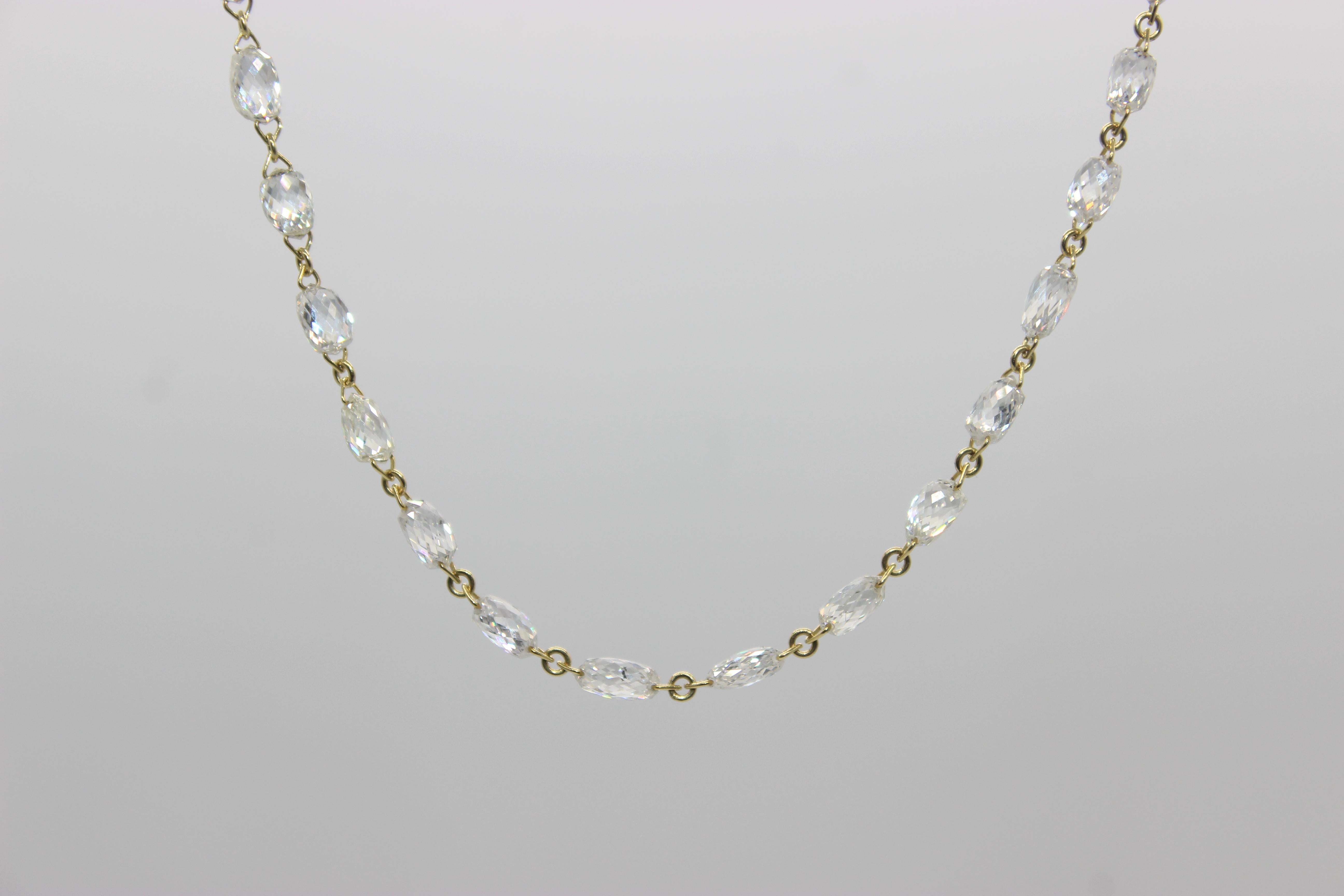 PANIM 6.79 Carat Diamond Briolette 18 Karat Yellow Gold Choker Necklace

A diamond briolette choker necklace is a timeless piece of jewelry that adds a touch of elegance and sophistication to any outfit. This Panim Diamond Briolette Choker necklace