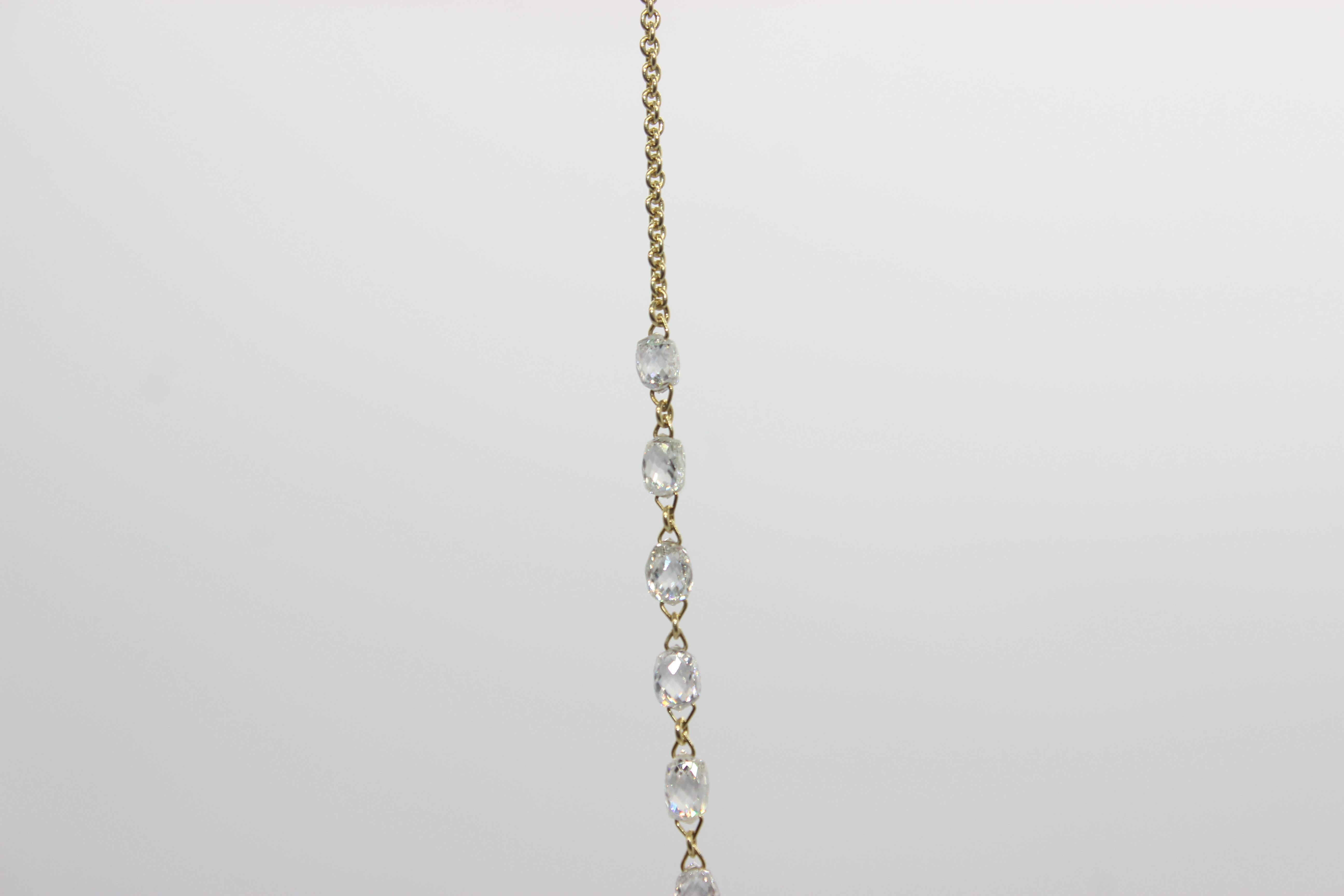 Moderne PANIM Collier ras du cou en or jaune 18 carats avec briolette de diamants de 6,79 carats en vente