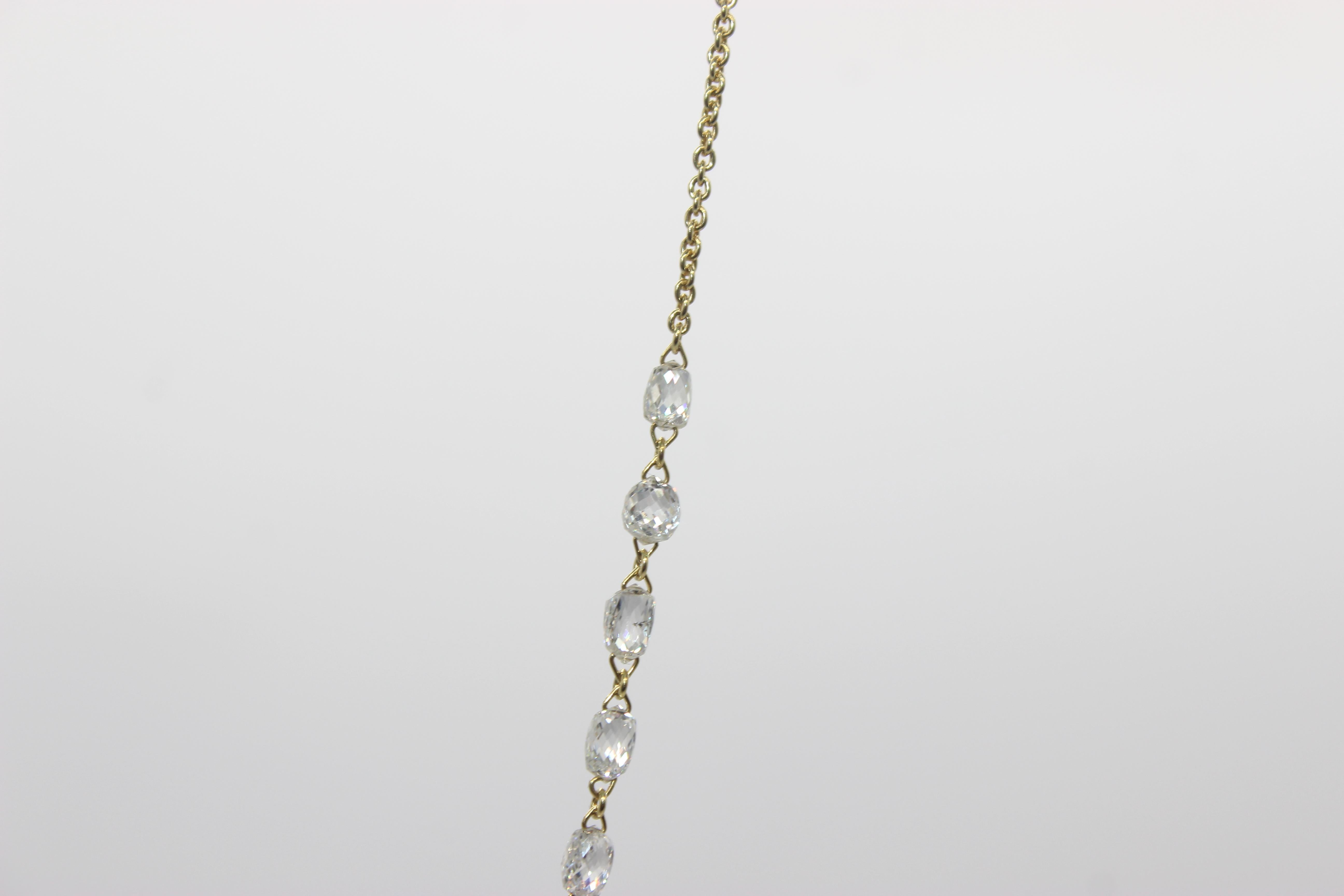 Taille briolette PANIM Collier ras du cou en or jaune 18 carats avec briolette de diamants de 6,79 carats en vente