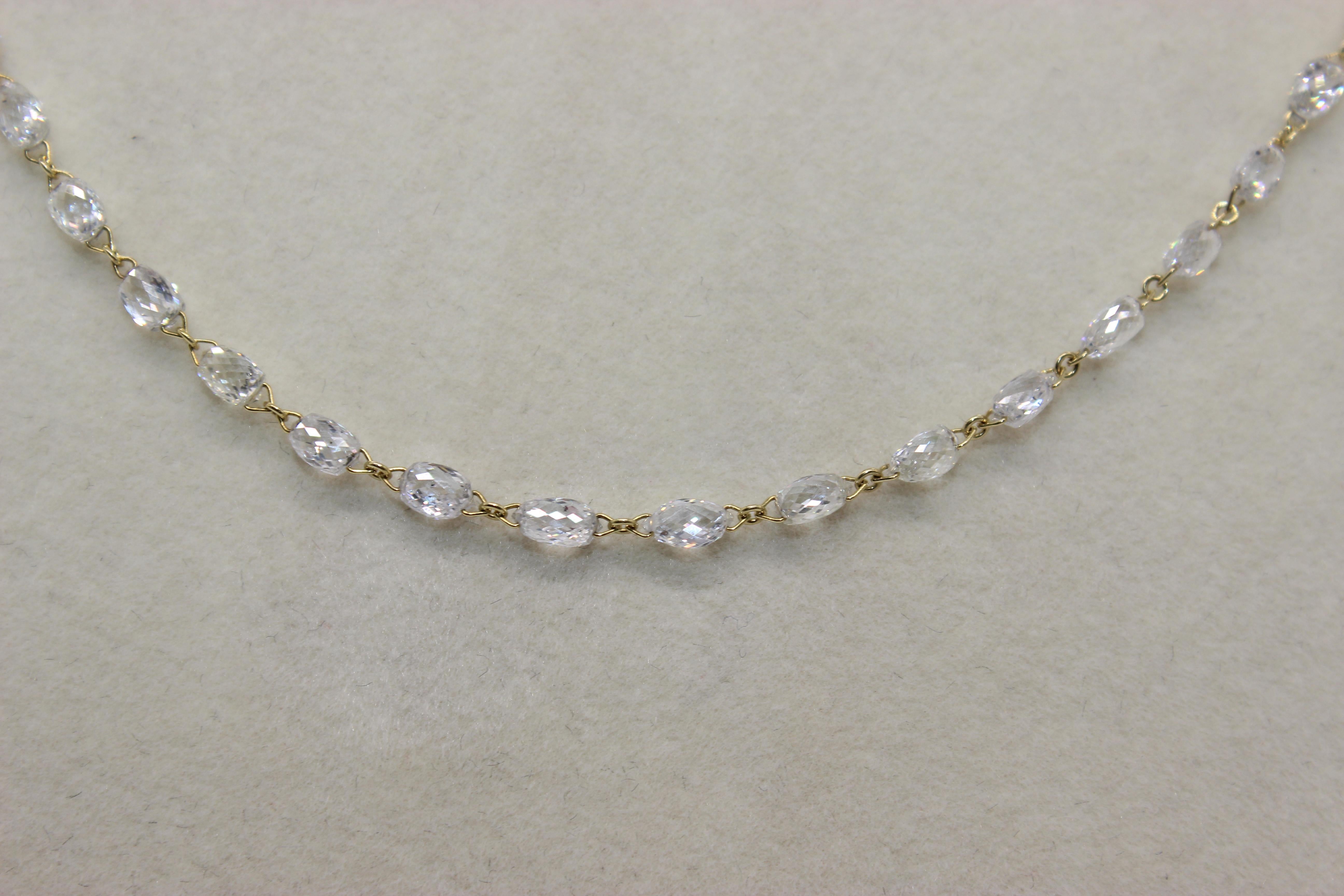 Modern PANIM 6.79 Carat Diamond Briolette 18 Karat Yellow Gold Choker Necklace For Sale