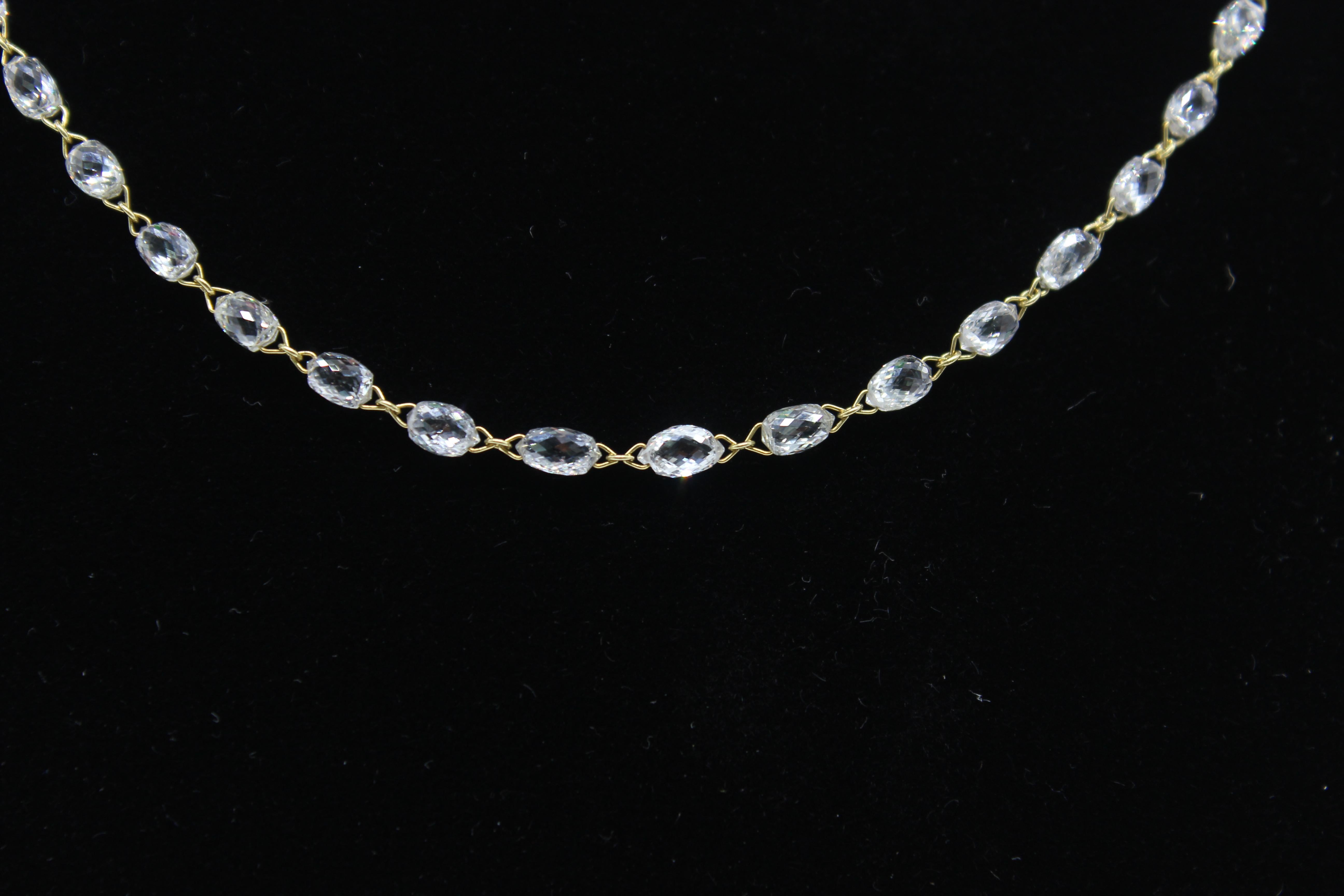 Women's or Men's PANIM 6.79 Carat Diamond Briolette 18 Karat Yellow Gold Choker Necklace For Sale