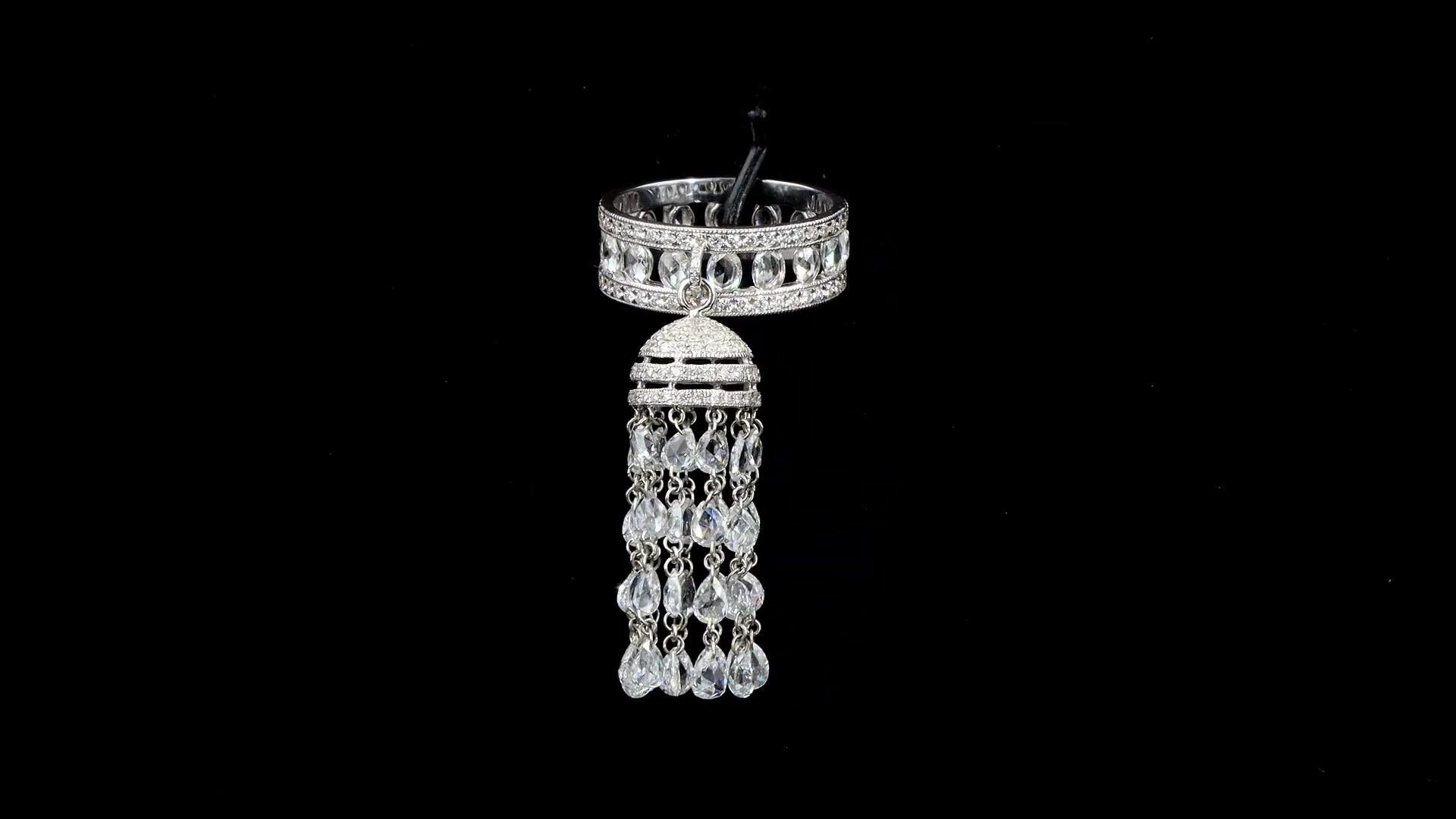De las mujeres PANIM Anillo de borla de diamantes en rosca de oro blanco de 18 quilates y 6,93 quilates en venta