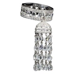 PANIM Bague à pompon en or blanc 18 carats et diamants taille rose 6,93 carats