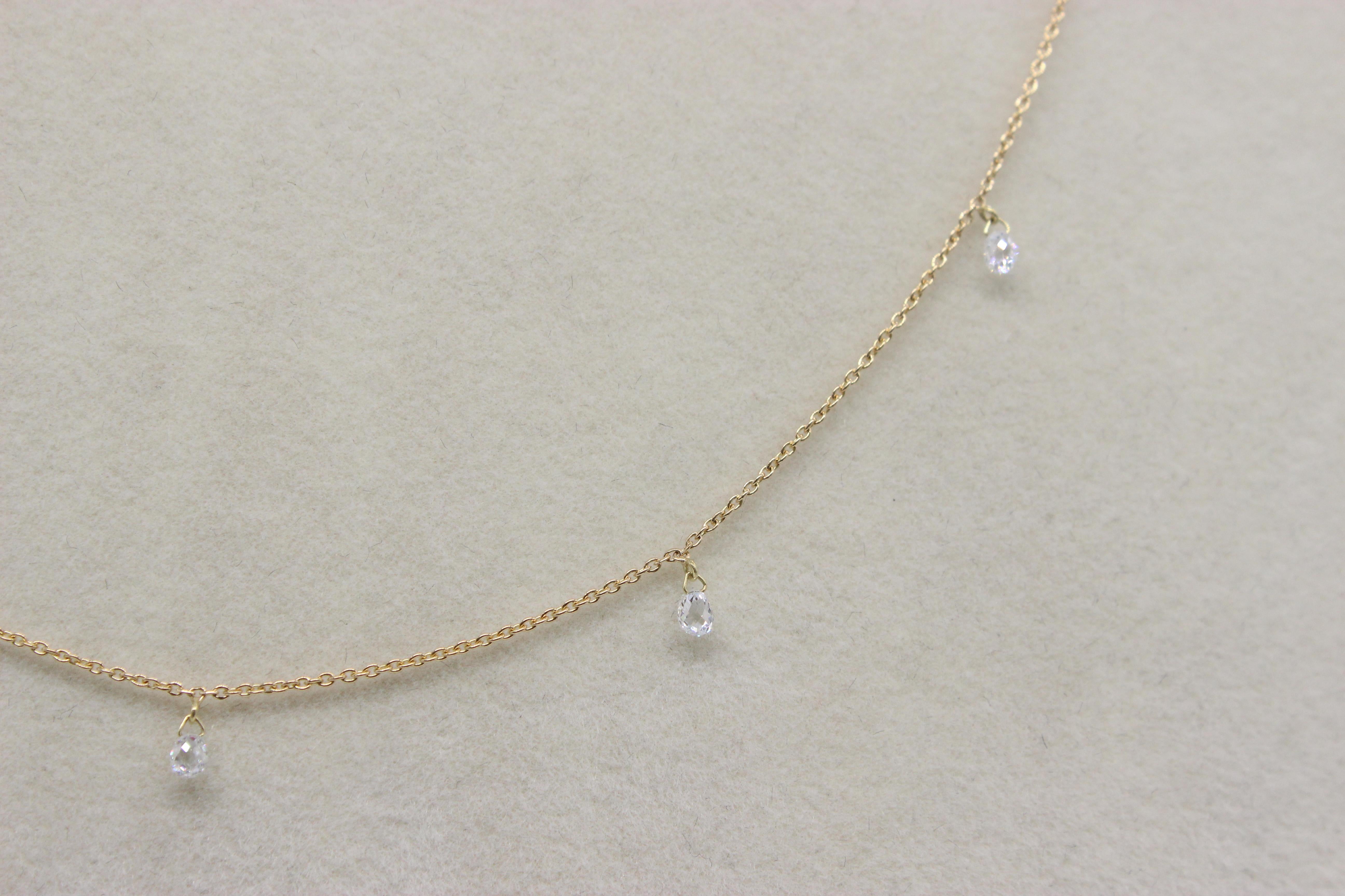 PANIM 7 Halskette mit tanzenden Diamanten und Briolettes aus 18 Karat Gelbgold Mille Etoiles im Angebot 5
