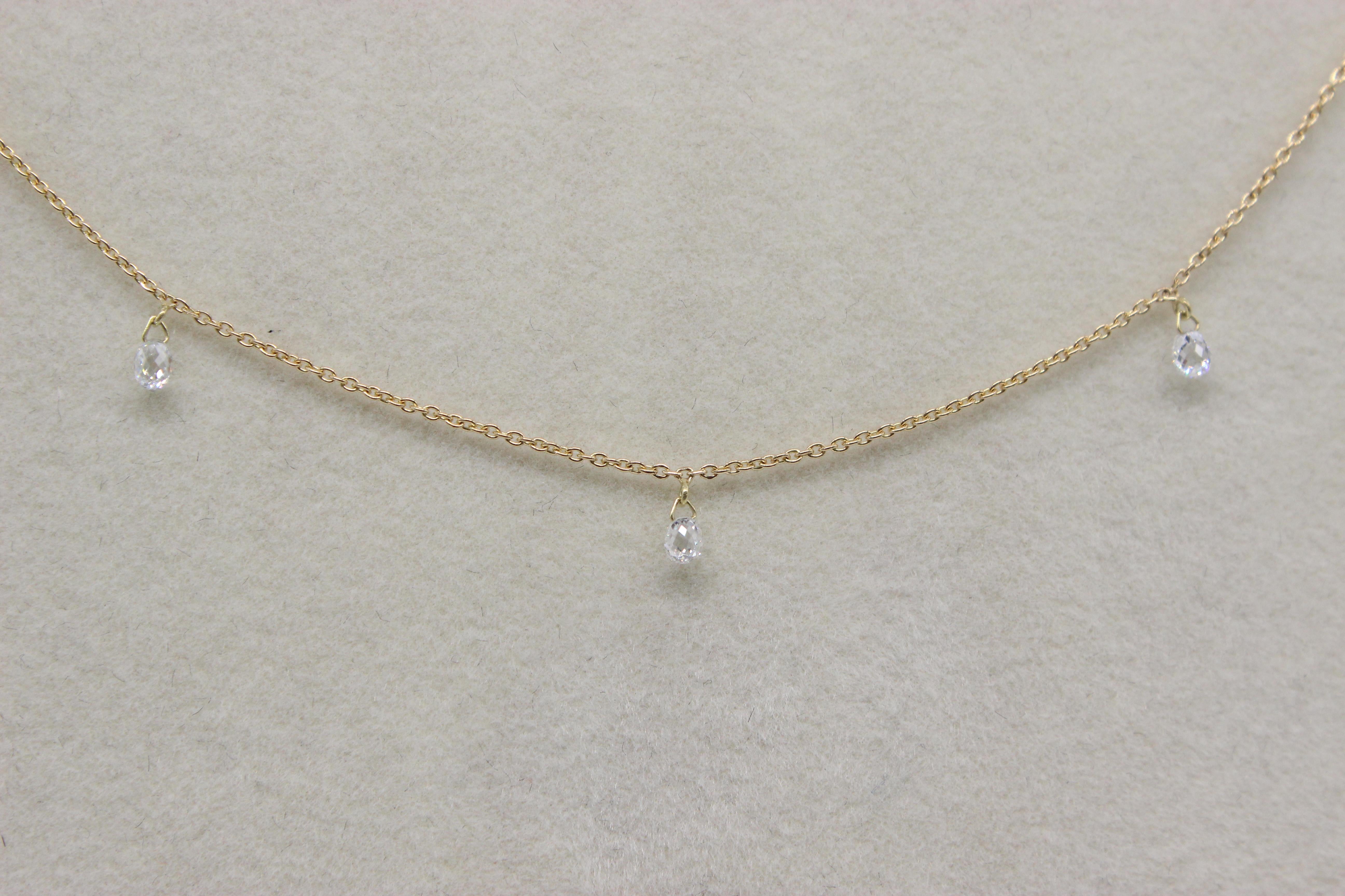 PANIM 7 Halskette mit tanzenden Diamanten und Briolettes aus 18 Karat Gelbgold Mille Etoiles im Angebot 6