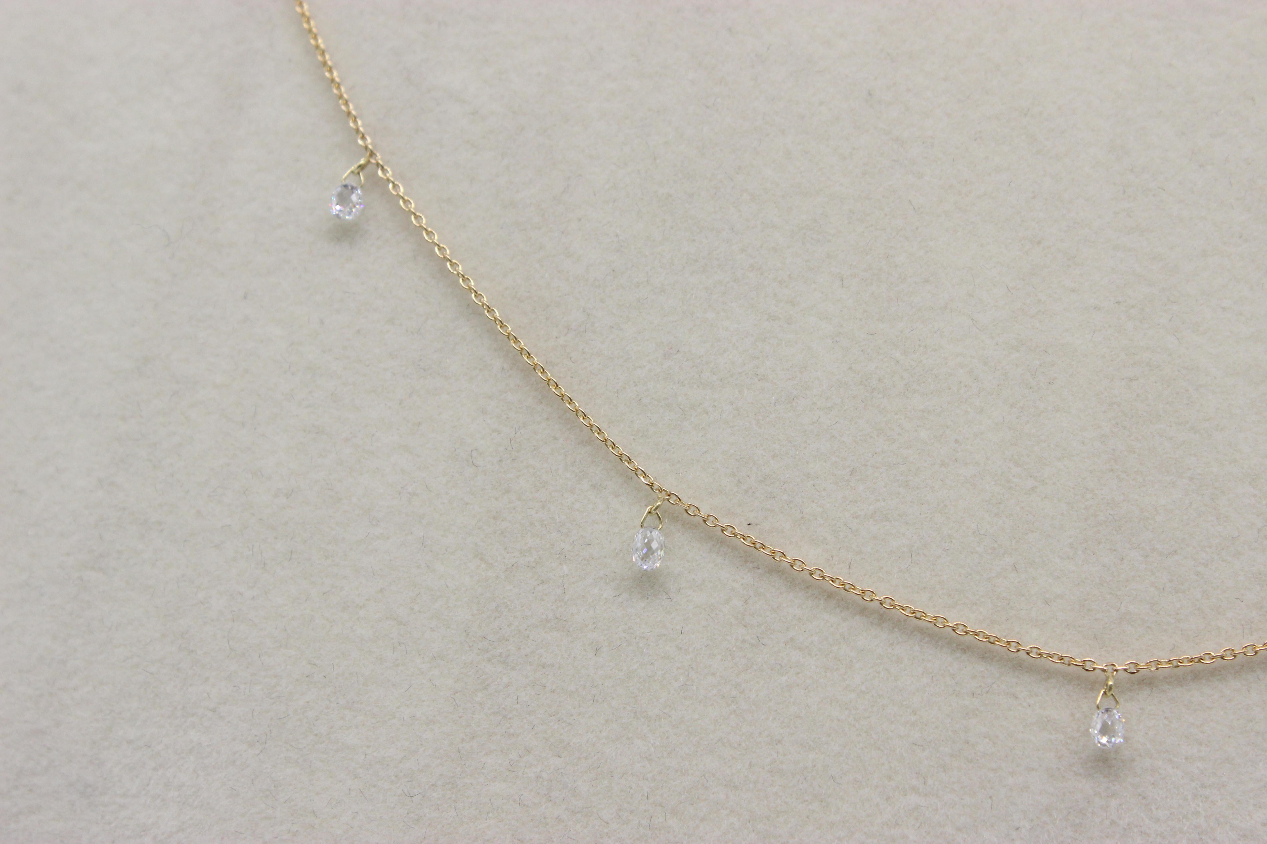 PANIM 7 Halskette mit tanzenden Diamanten und Briolettes aus 18 Karat Gelbgold Mille Etoiles im Angebot 7