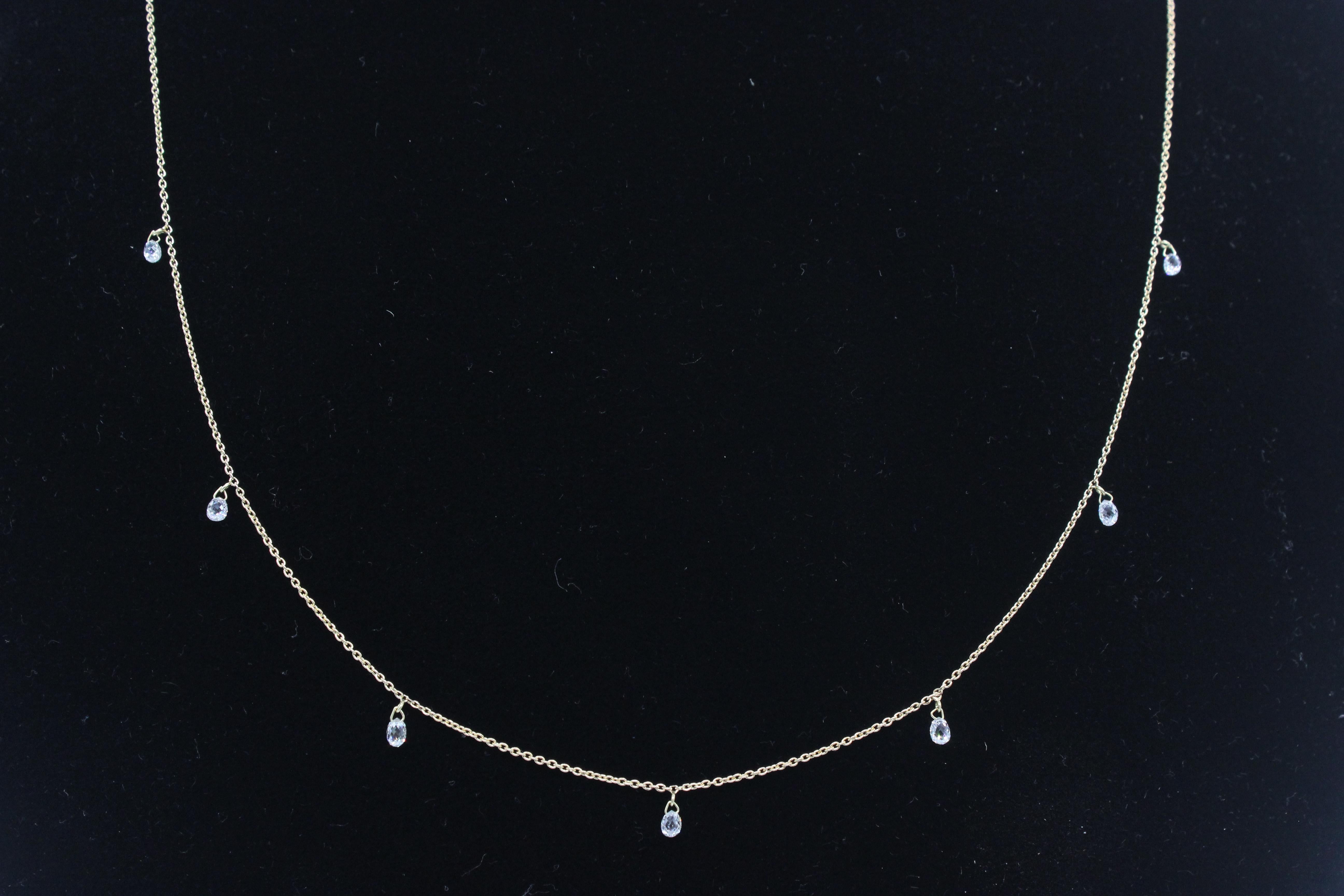 PANIM 7 Dancing Diamond Briolettes 18K Yellow Gold Mille Etoiles Necklace For Sale 7