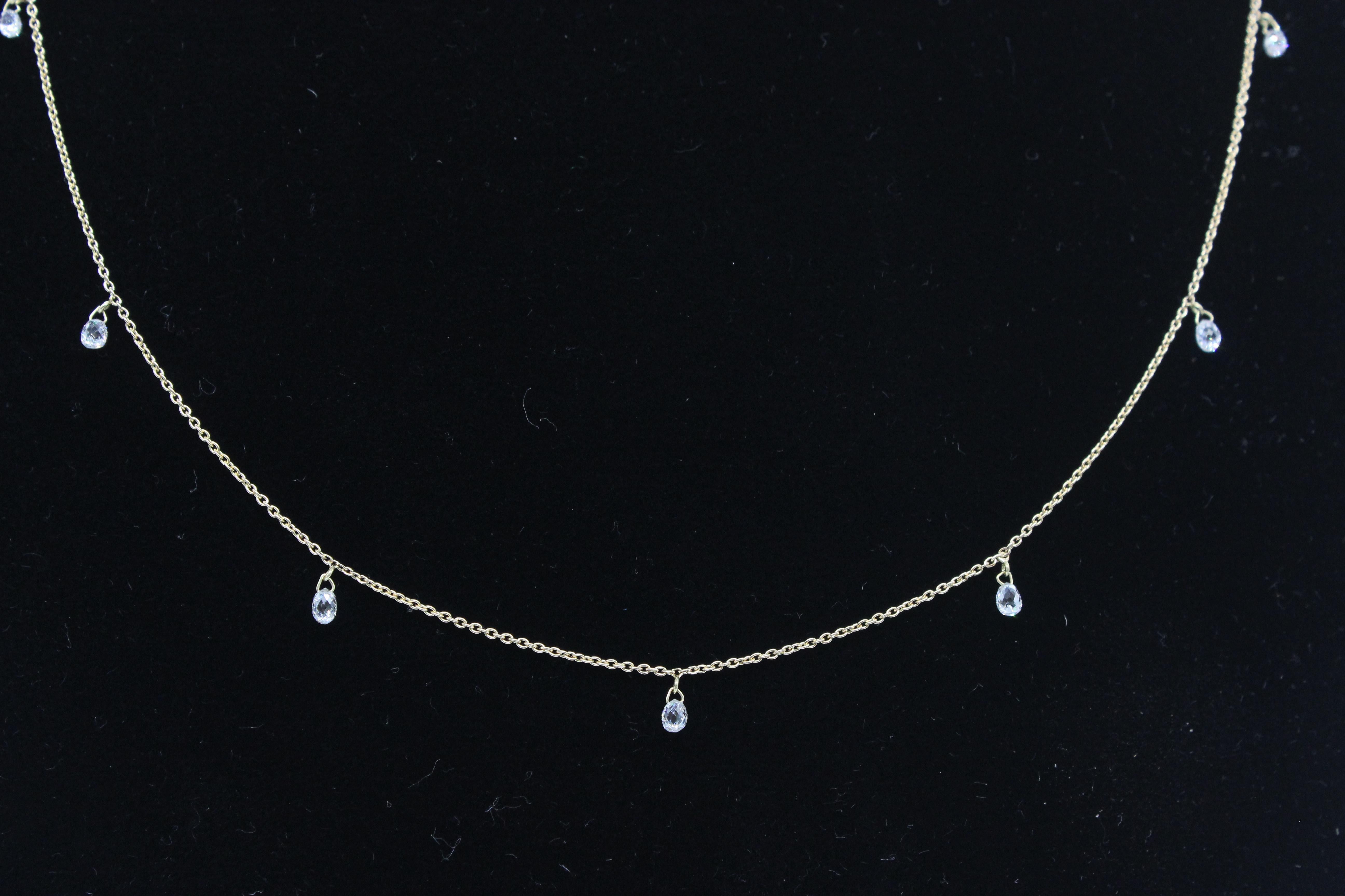 PANIM 7 Briolettes de diamants dansants Collier Mille Etoiles en or jaune 18K en vente 8
