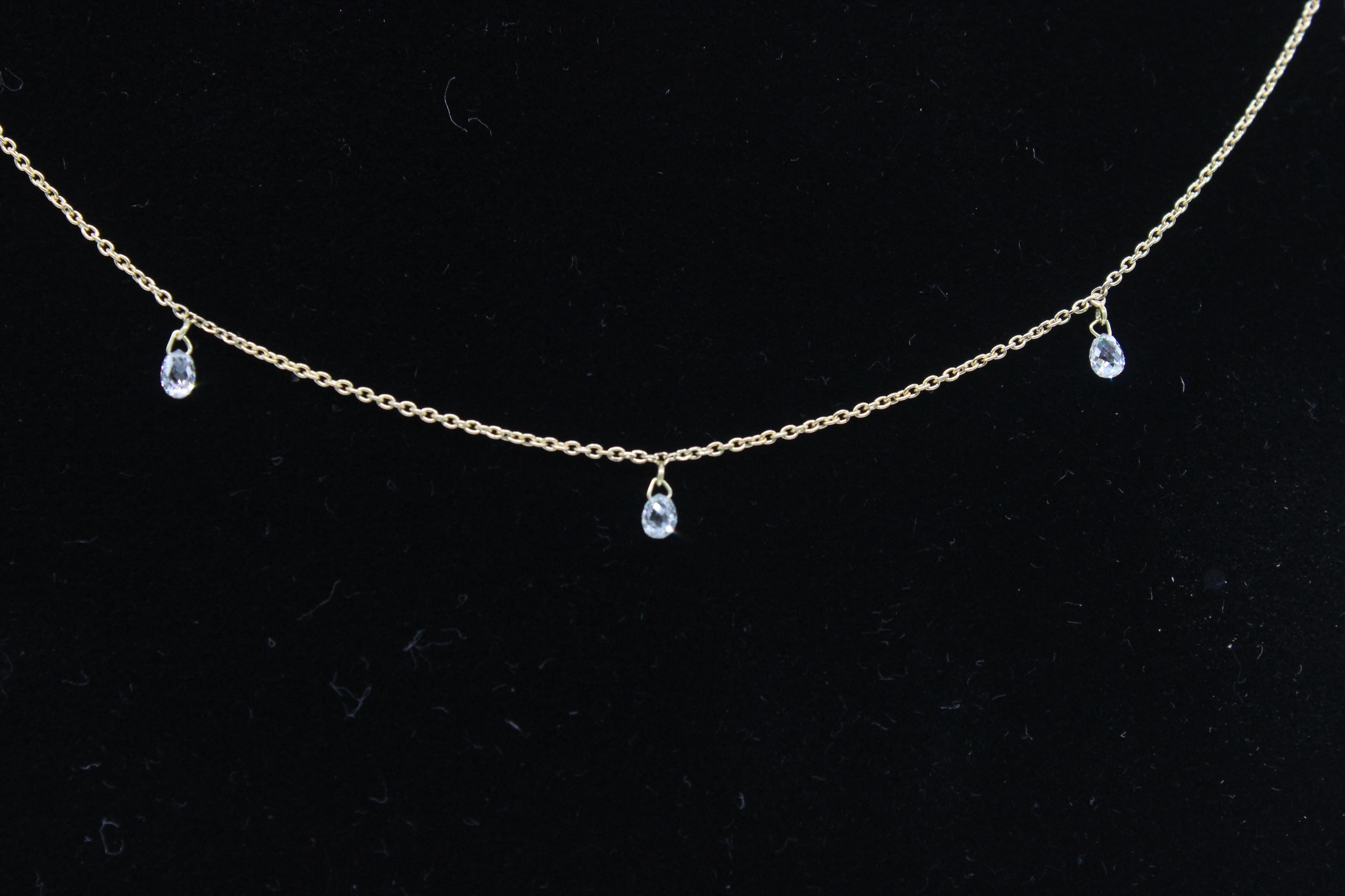PANIM 7 Briolettes de diamants dansants Collier Mille Etoiles en or jaune 18K en vente 9