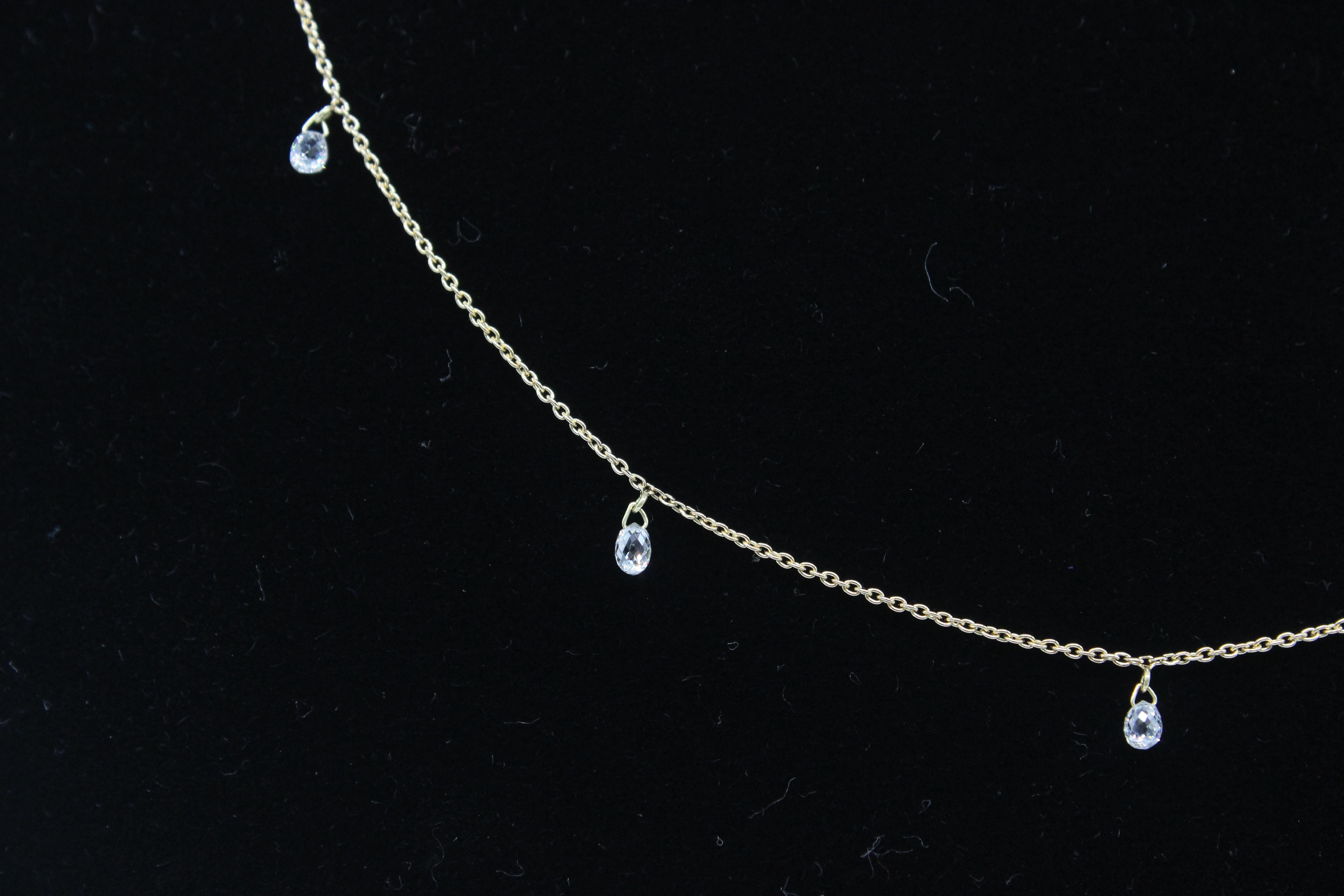 PANIM 7 Halskette mit tanzenden Diamanten und Briolettes aus 18 Karat Gelbgold Mille Etoiles im Angebot 11