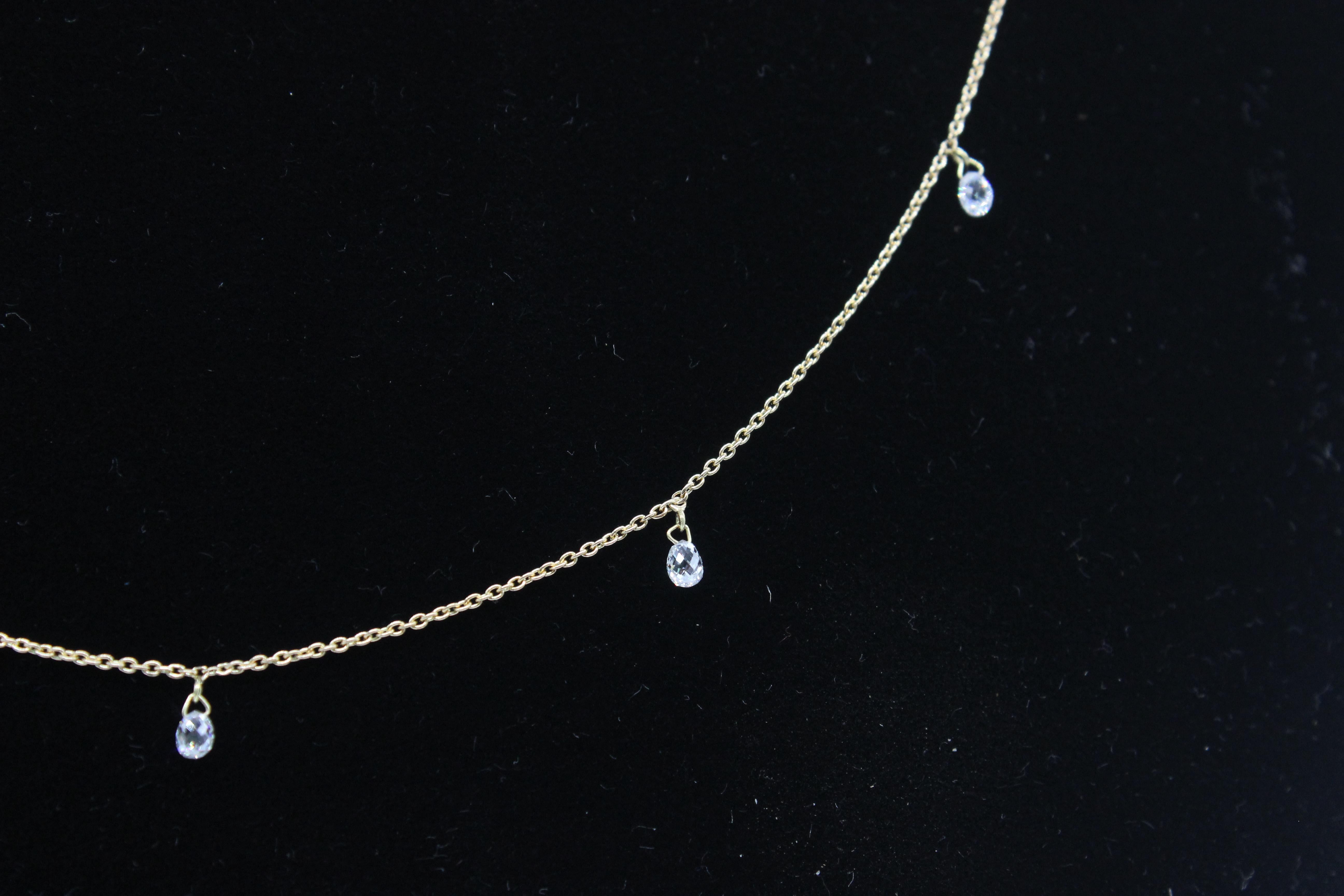PANIM 7 Dancing Diamond Briolettes 18K Yellow Gold Mille Etoiles Necklace For Sale 11