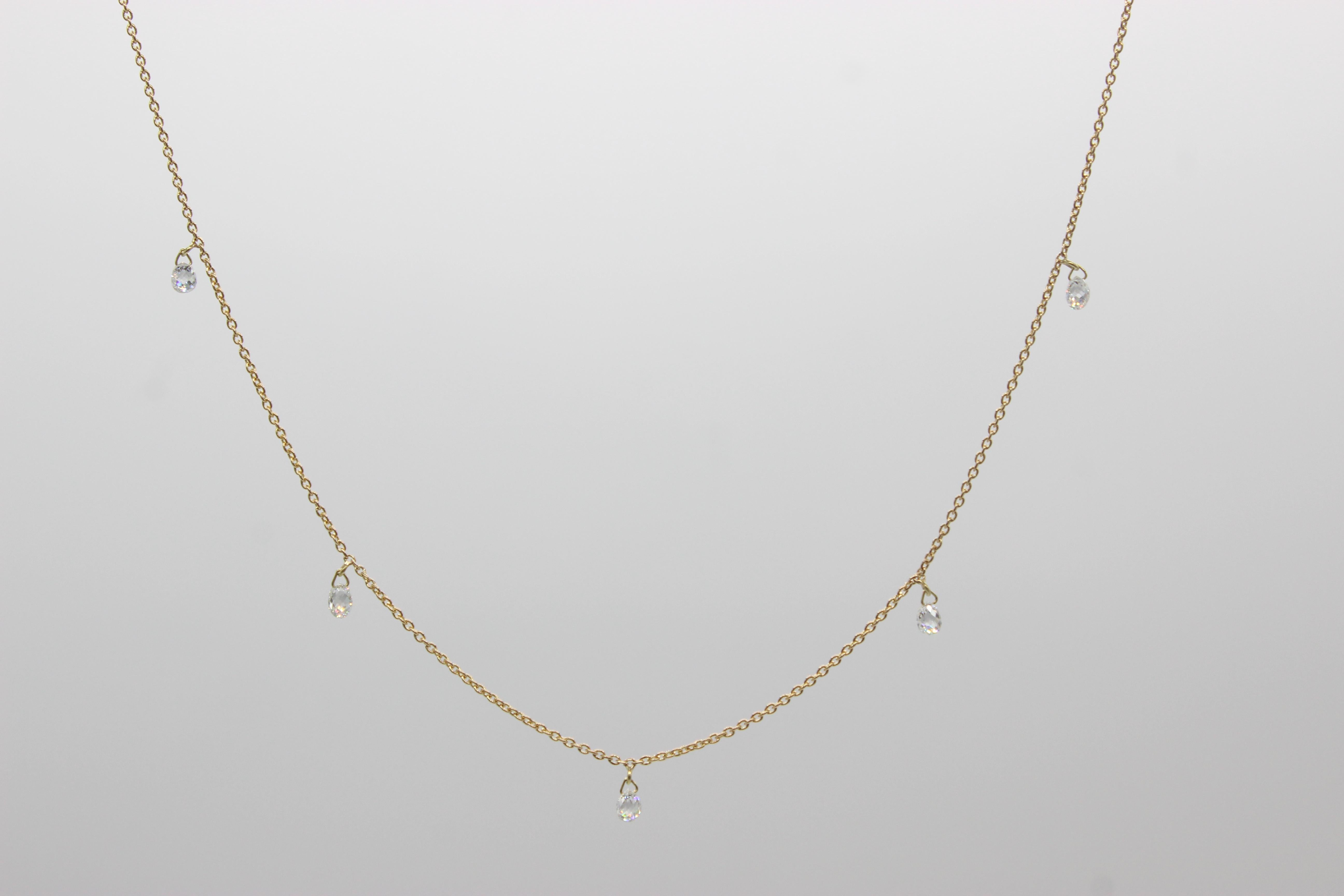 Moderne PANIM 7 Briolettes de diamants dansants Collier Mille Etoiles en or jaune 18K en vente
