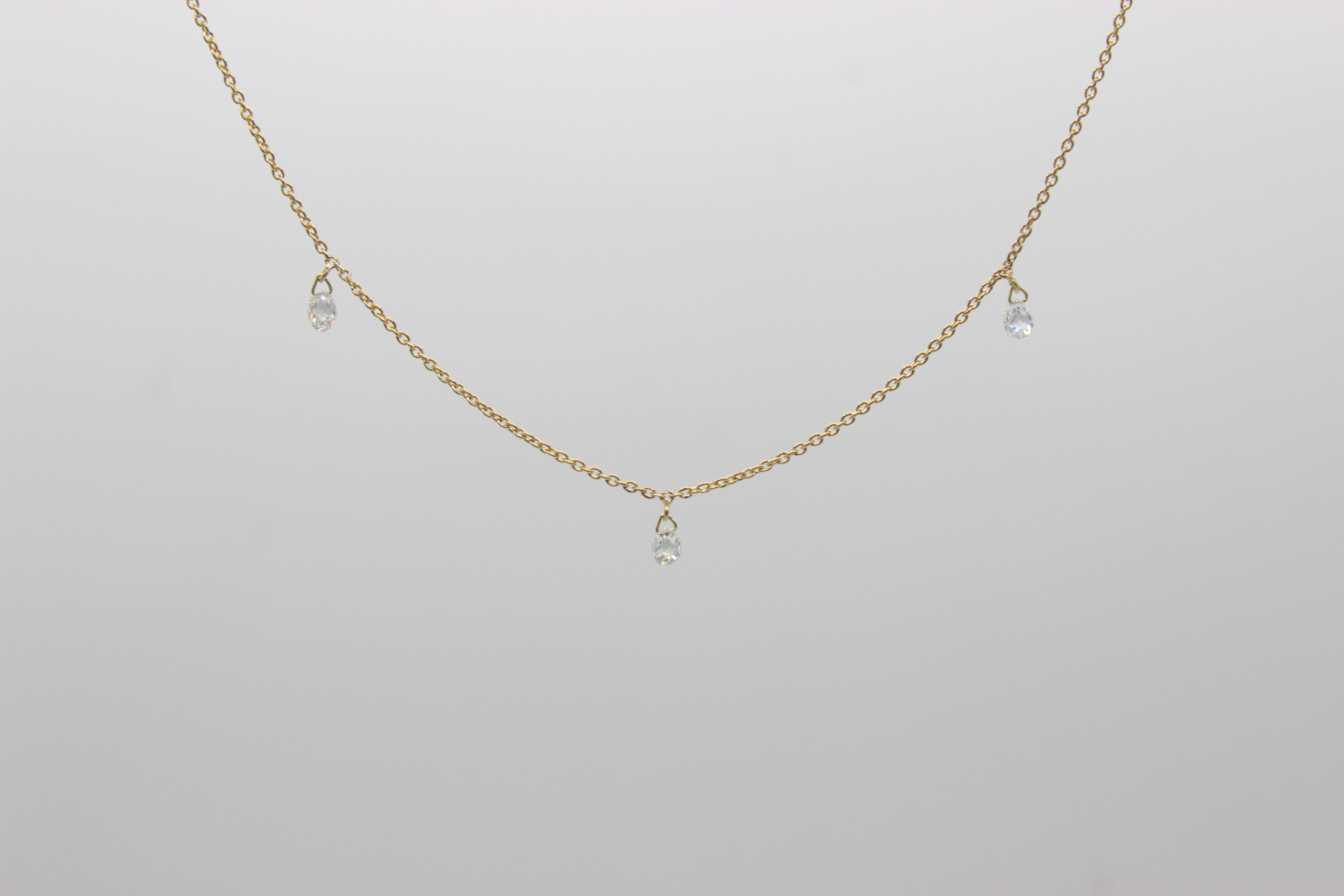 Briolette Cut PANIM 7 Dancing Diamond Briolettes 18K Yellow Gold Mille Etoiles Necklace For Sale