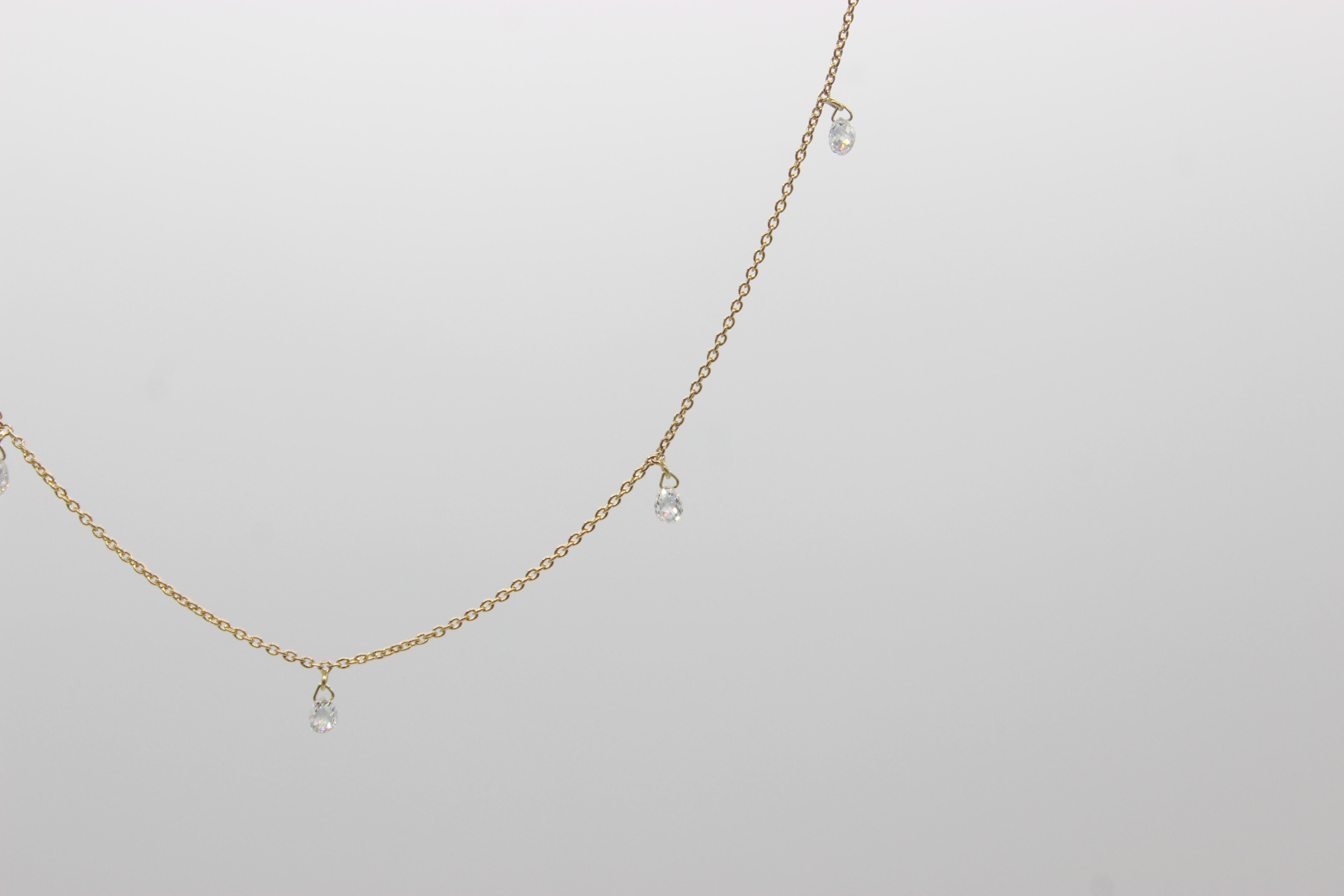 PANIM 7 Dancing Diamond Briolettes 18K Yellow Gold Mille Etoiles Necklace For Sale 1