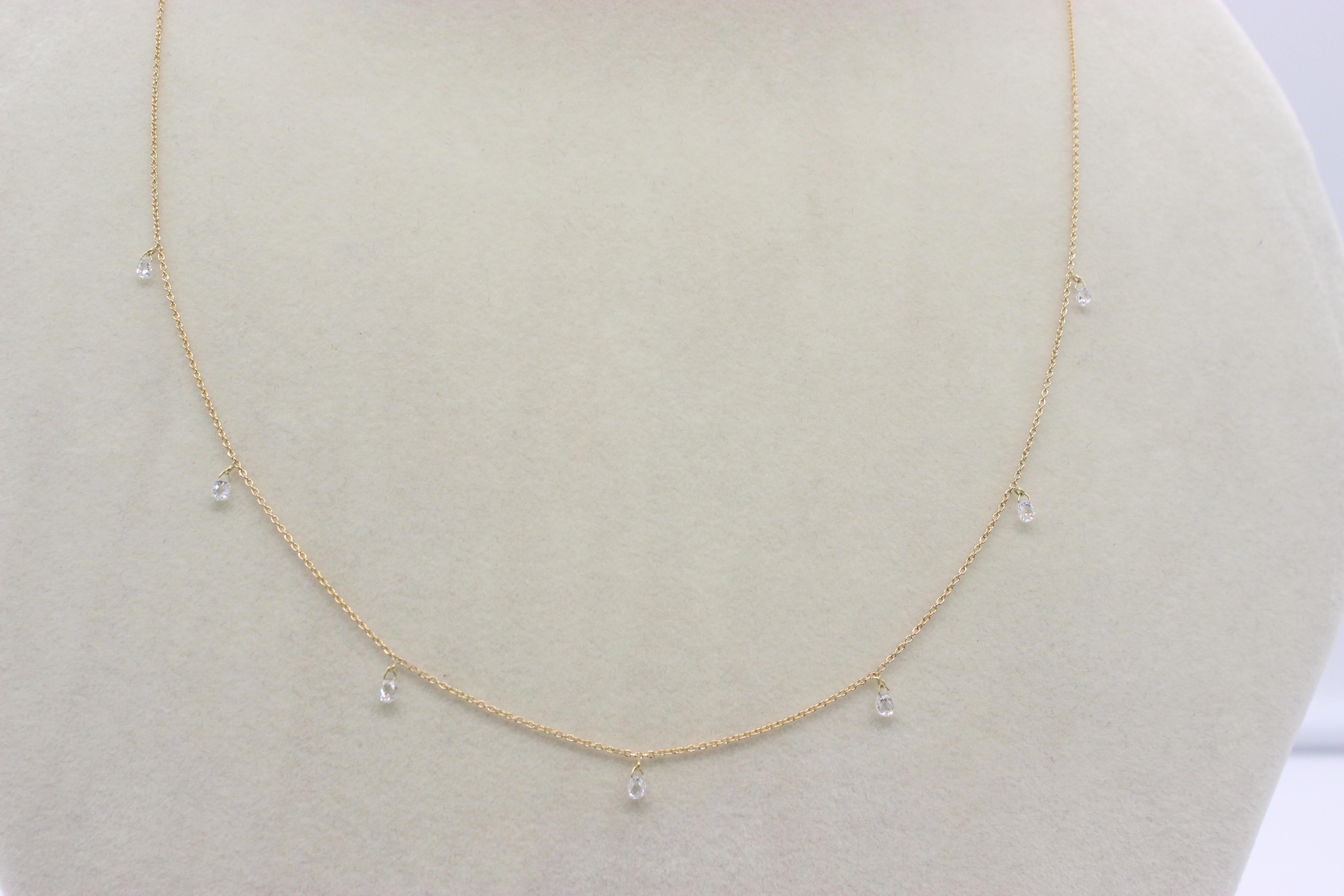 PANIM 7 Dancing Diamond Briolettes 18K Yellow Gold Mille Etoiles Necklace For Sale 2