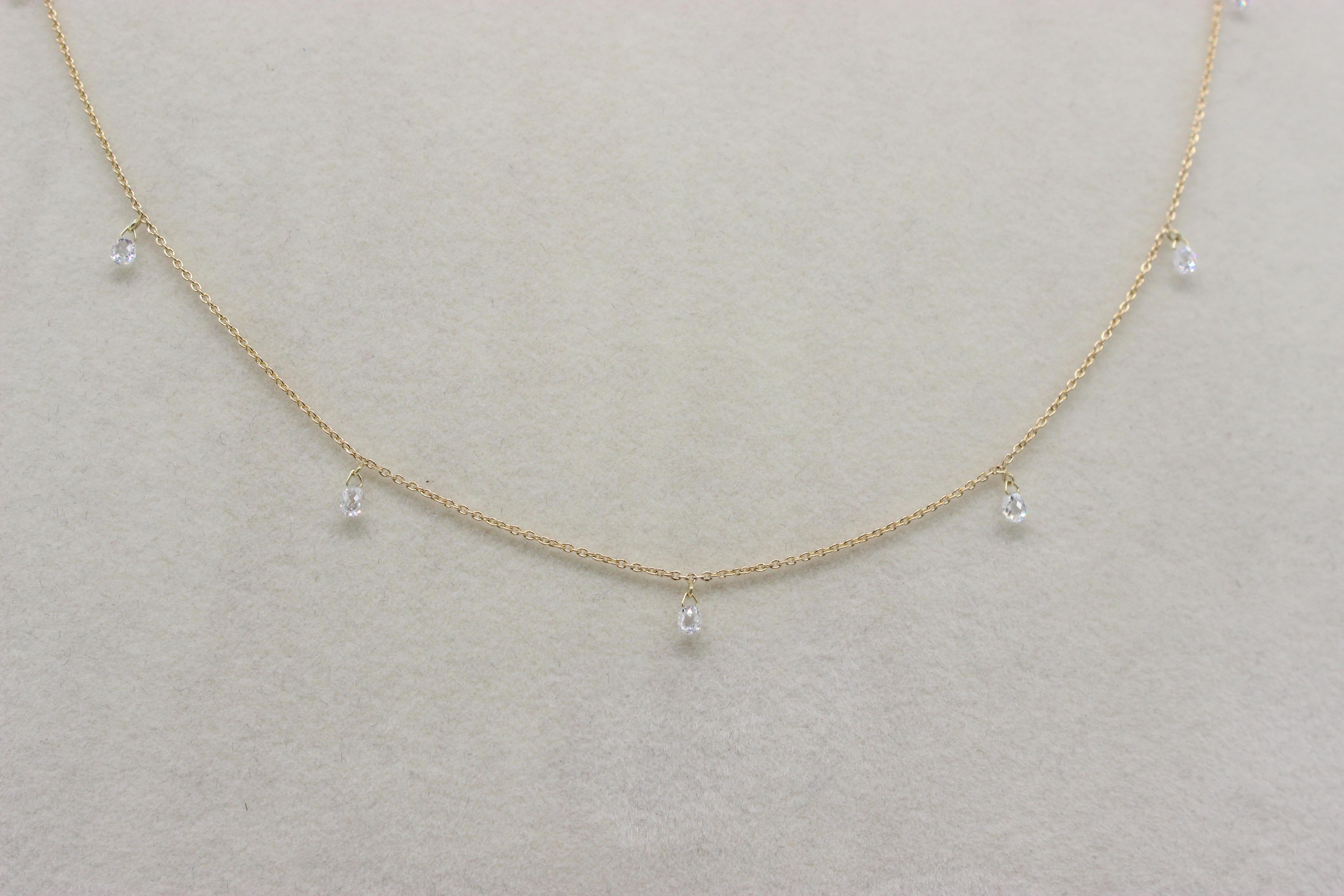 PANIM 7 Dancing Diamond Briolettes 18K Yellow Gold Mille Etoiles Necklace For Sale 3