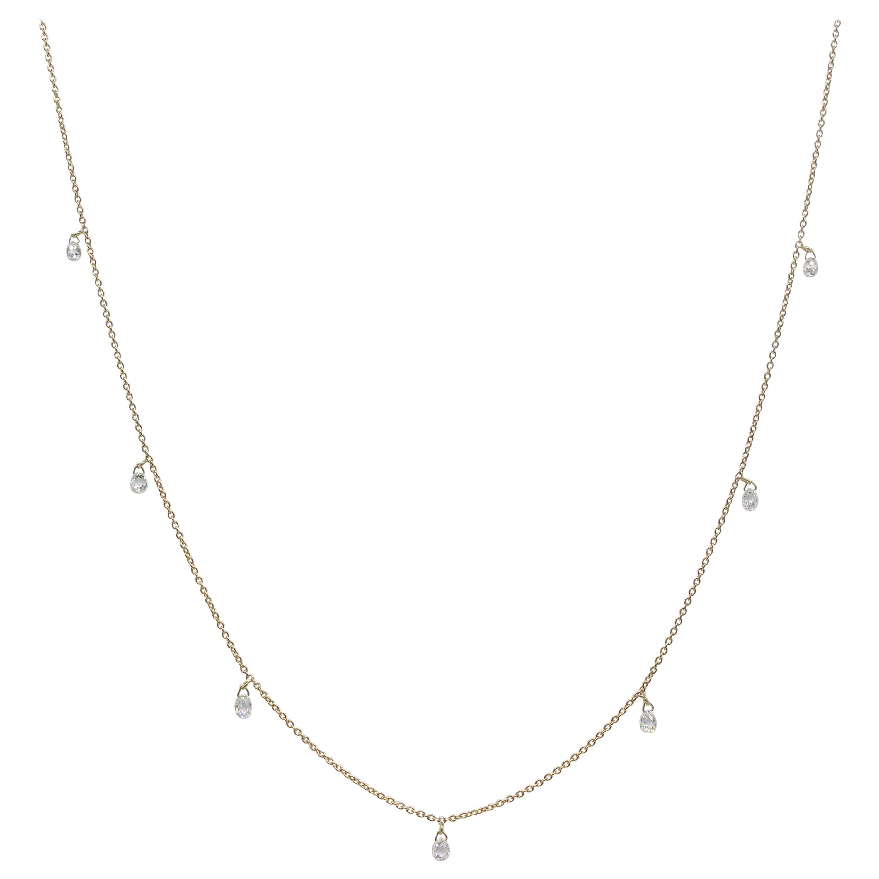 PANIM 7 Briolette di diamanti danzanti in oro giallo 18 carati Collana Mille Etoiles