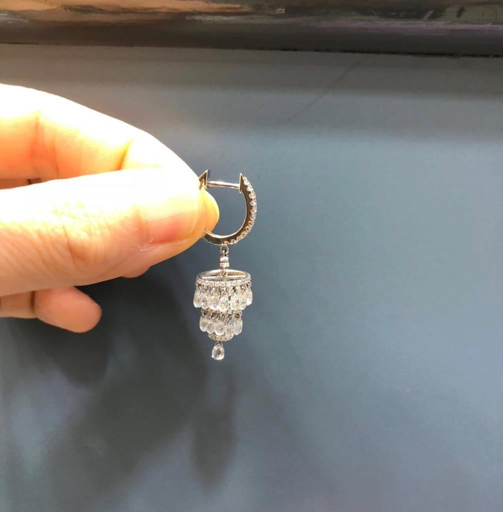 PANIM Orecchini Chandelier con Diamante Briolette da 7,05 Carati in Oro Bianco 18 Carati in vendita 3