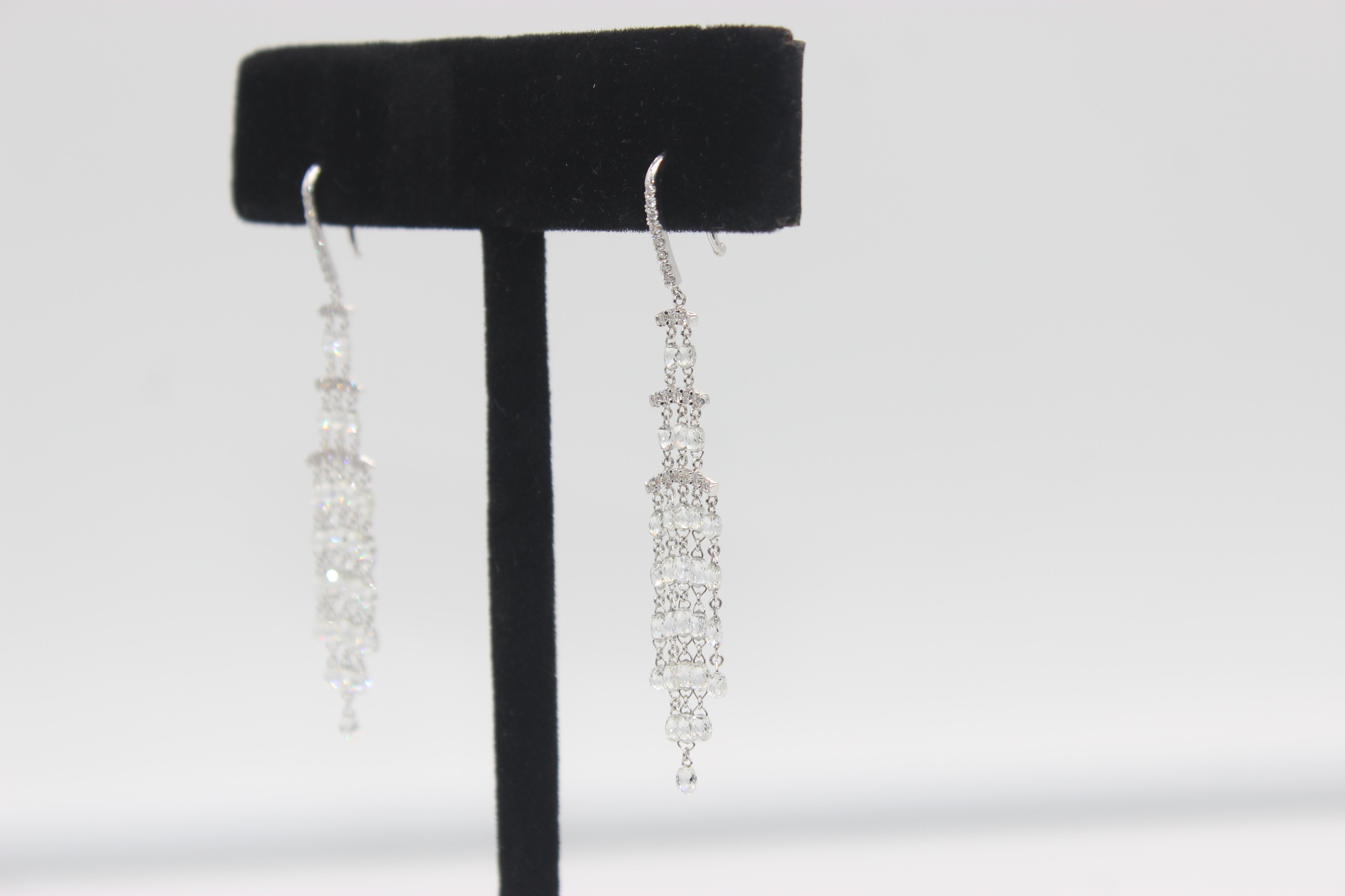 Moderno PANIM Orecchini pendenti in oro bianco 18 carati con diamante briolette da 7,08 carati in vendita
