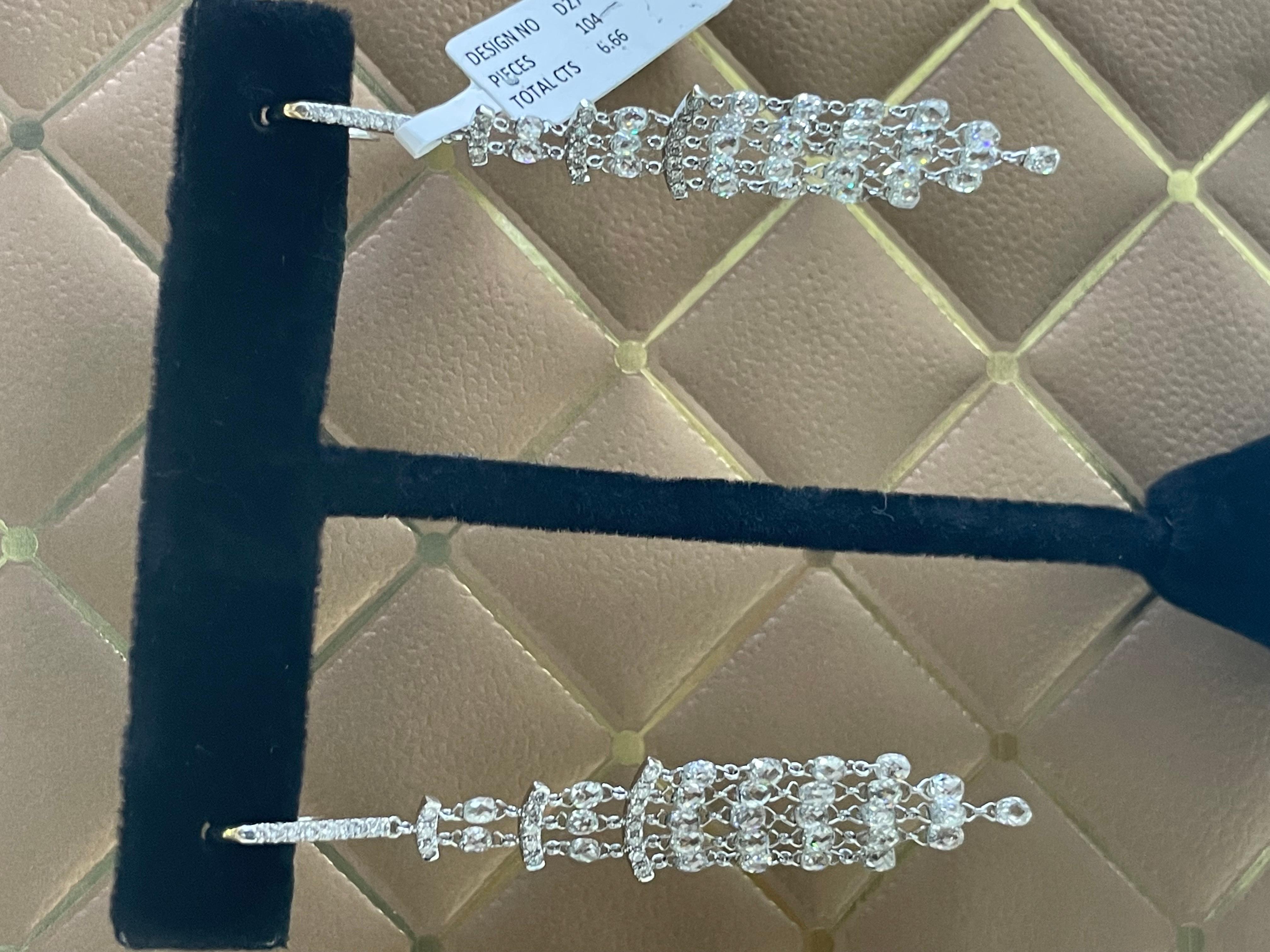 PANIM Orecchini pendenti in oro bianco 18 carati con diamante briolette da 7,08 carati in vendita 1