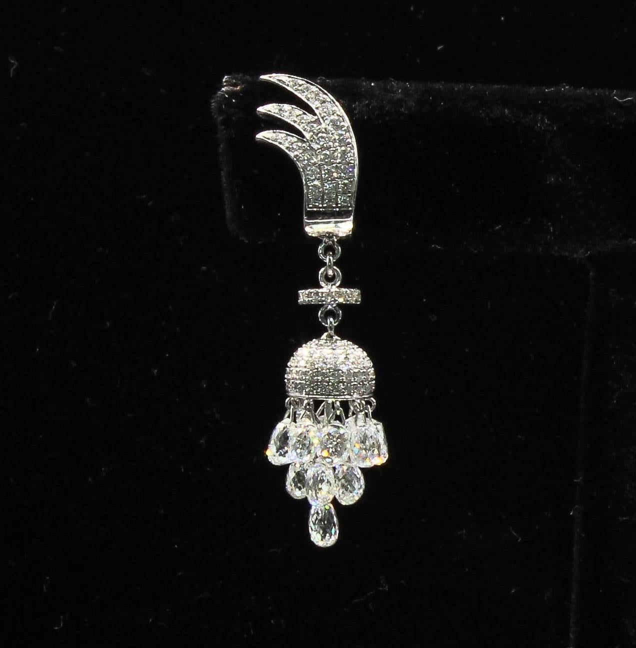Modern PANIM  7.46 Carat 18K White Gold Miniature Drop Diamond Earrings For Sale