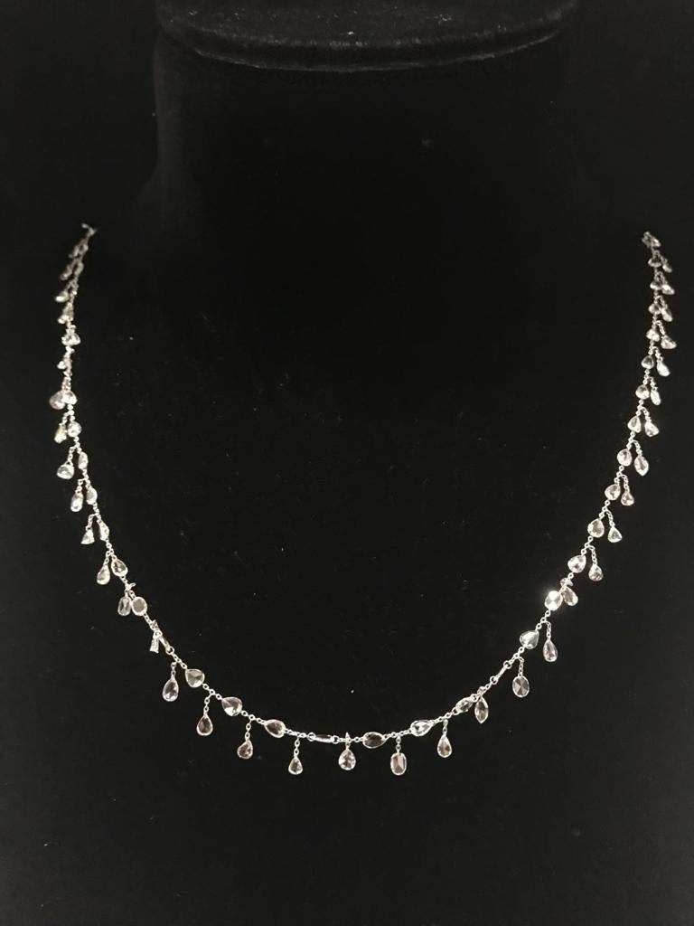 PANIM 7.59 Carat Floral Rosecut Mix Shape Necklace in White Gold Necklace For Sale 9