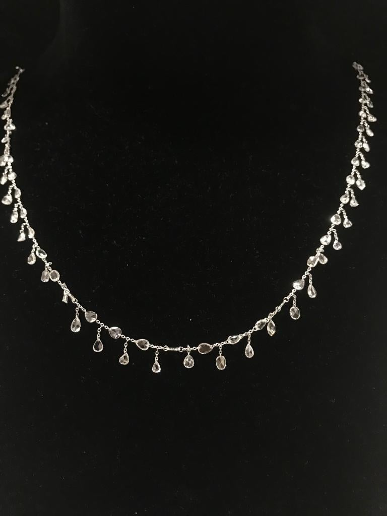 PANIM 7.59 Carat Floral Rosecut Mix Shape Necklace in White Gold Necklace For Sale 10